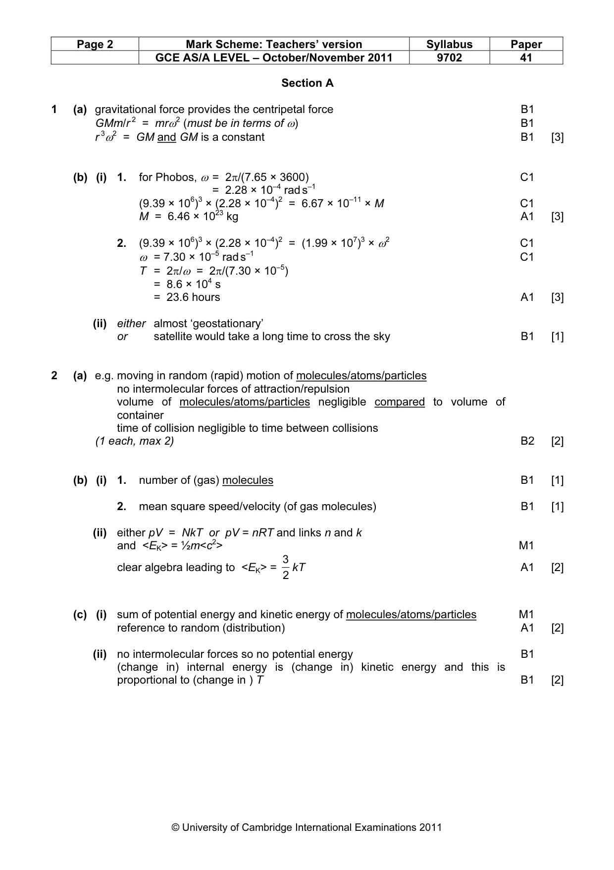 Mark scheme, page 2 of 6