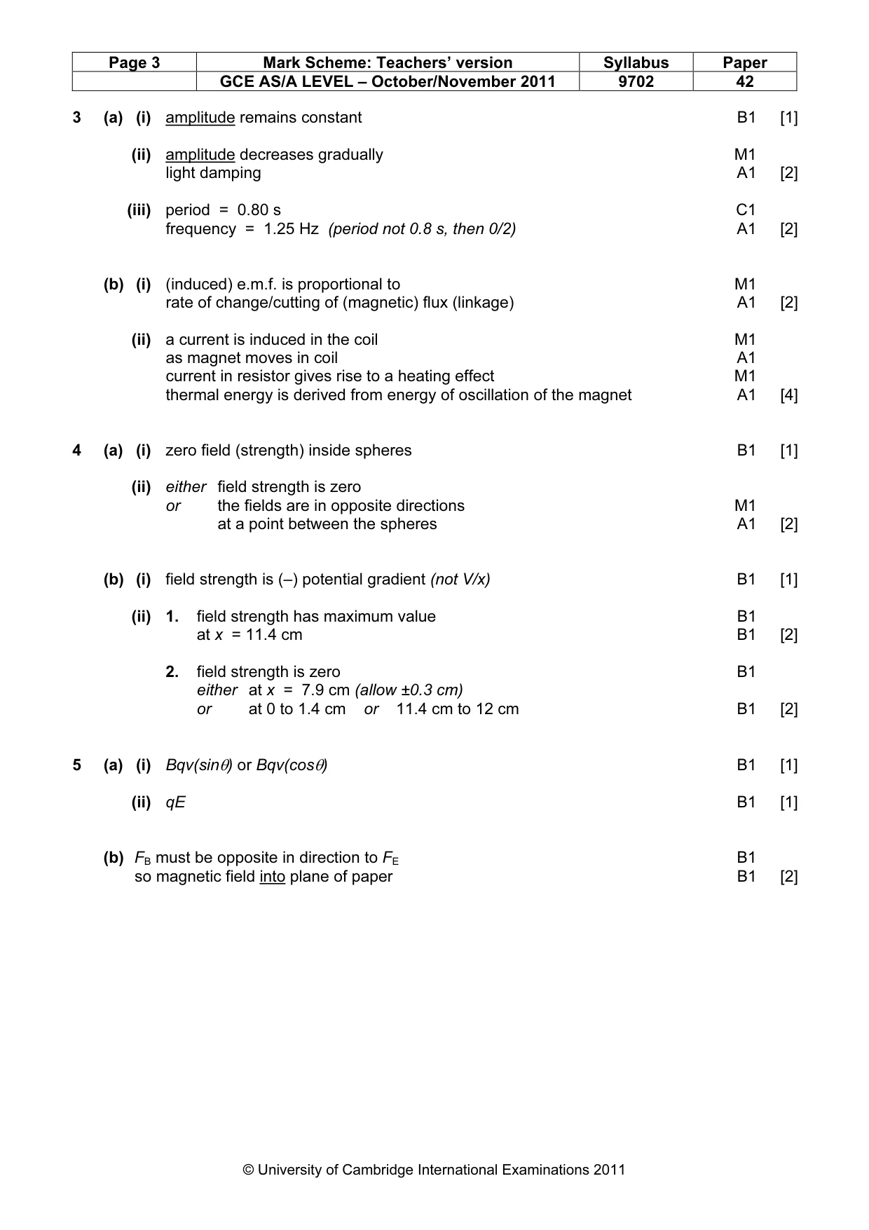 Mark scheme, page 3 of 6