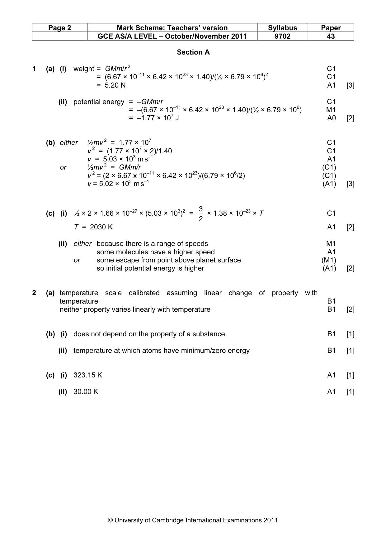 Mark scheme, page 2 of 7