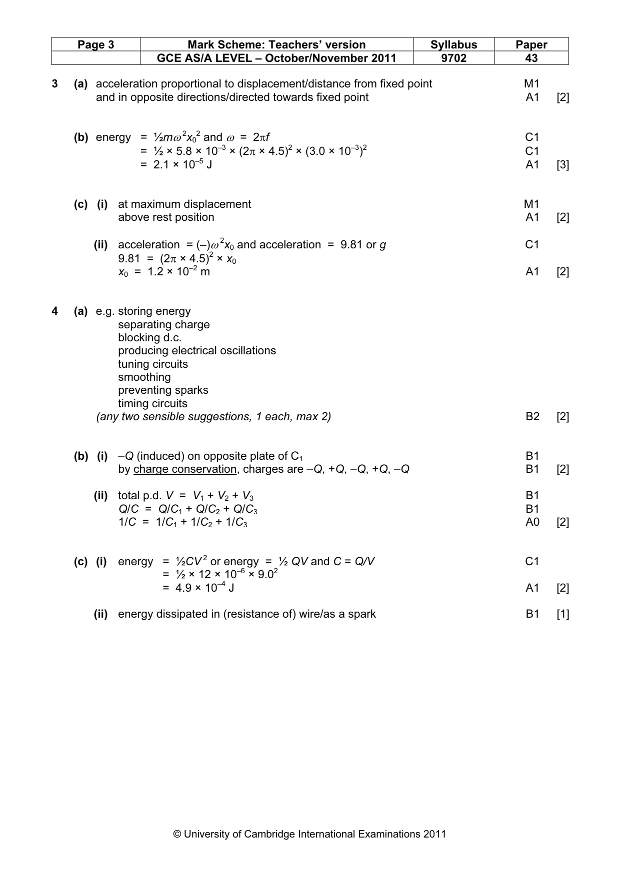Mark scheme, page 3 of 7