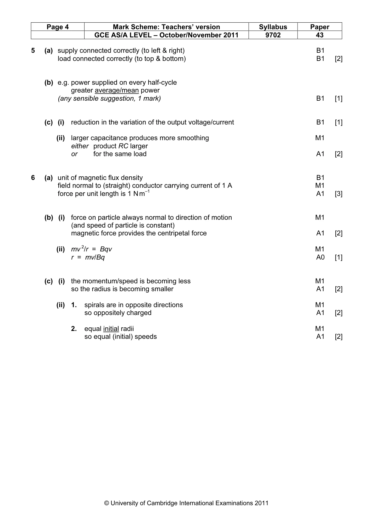 Mark scheme, page 4 of 7