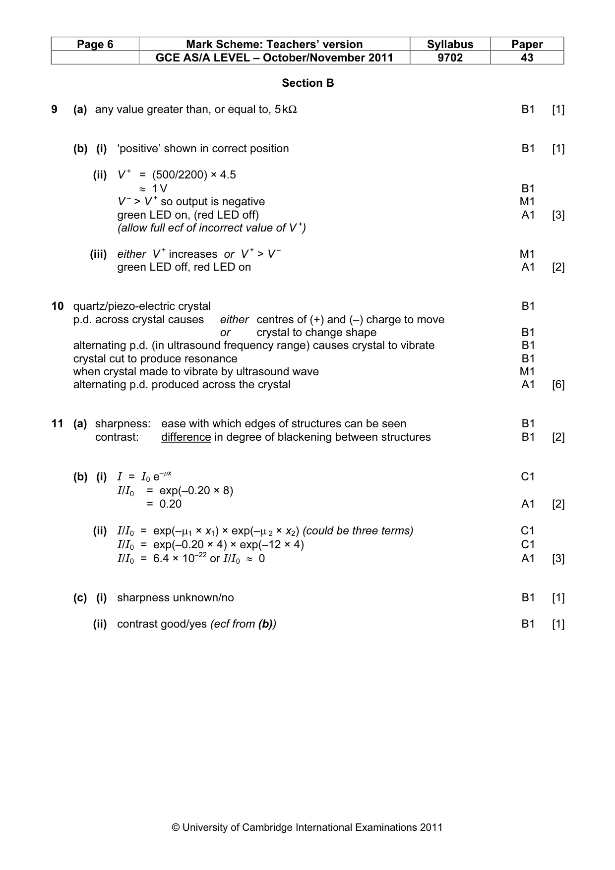 Mark scheme, page 6 of 7