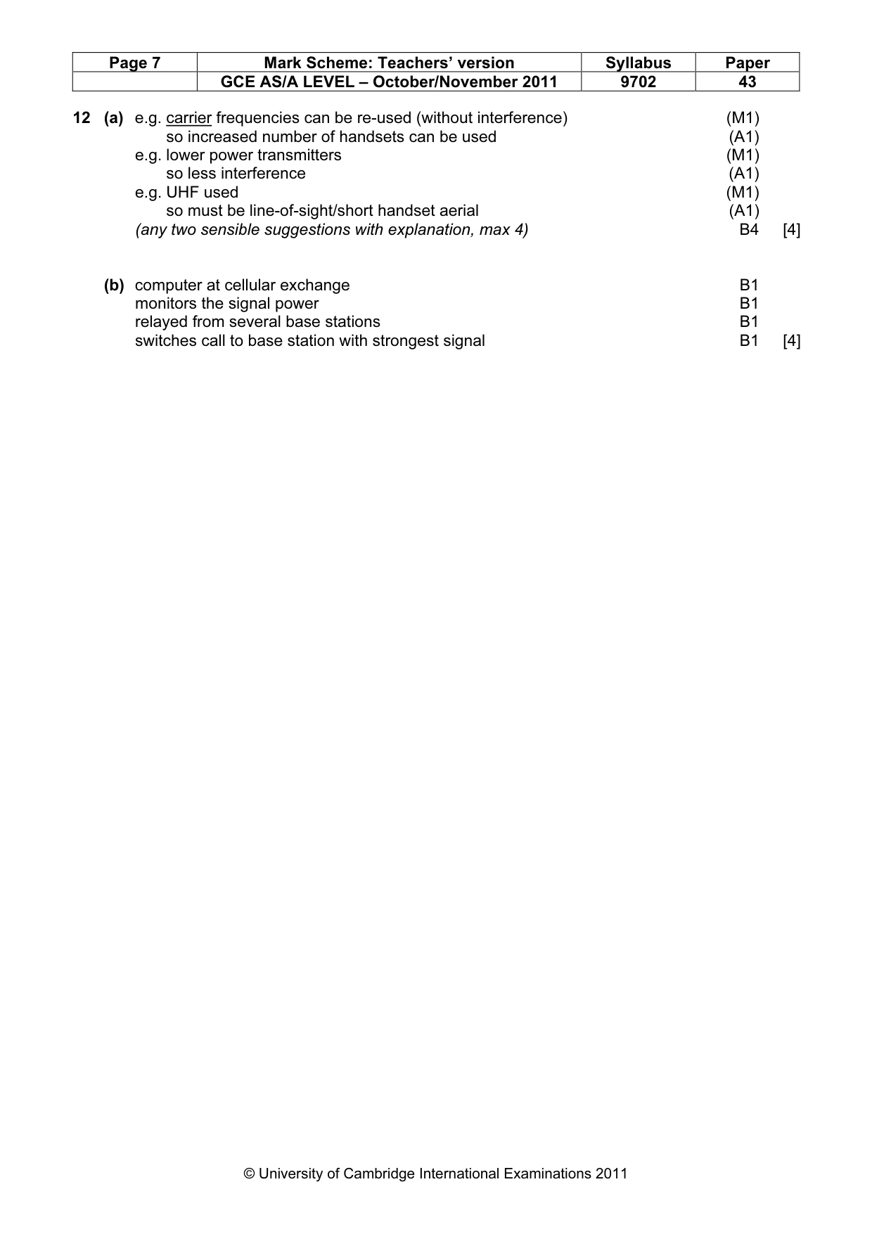 Mark scheme, page 7 of 7