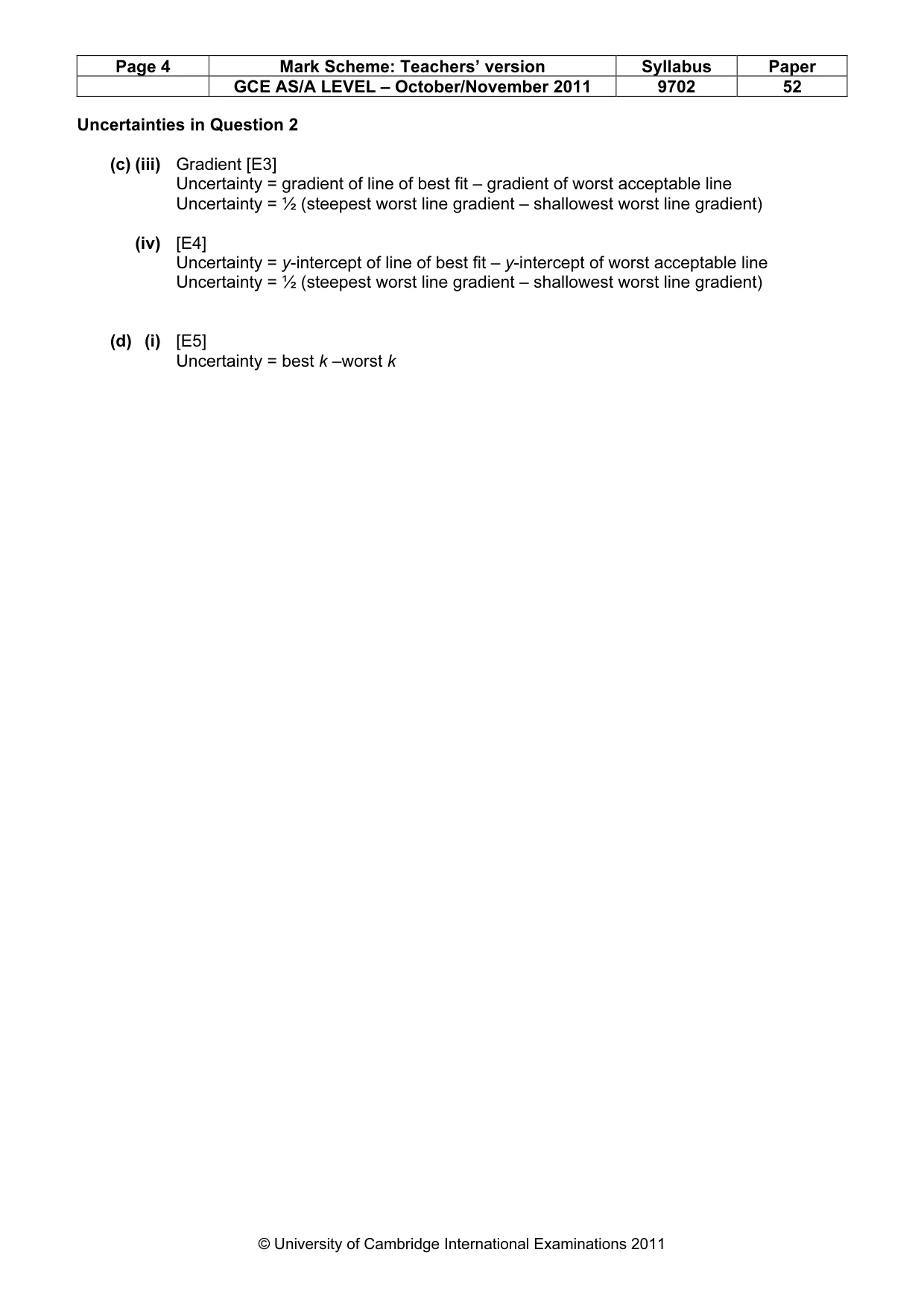 Mark scheme, page 4 of 4