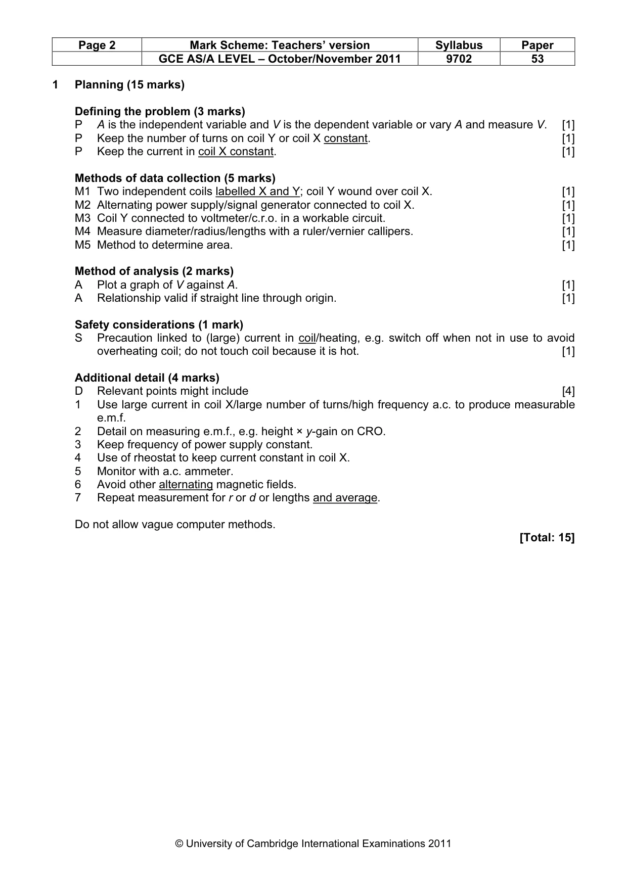 Mark scheme, page 2 of 4