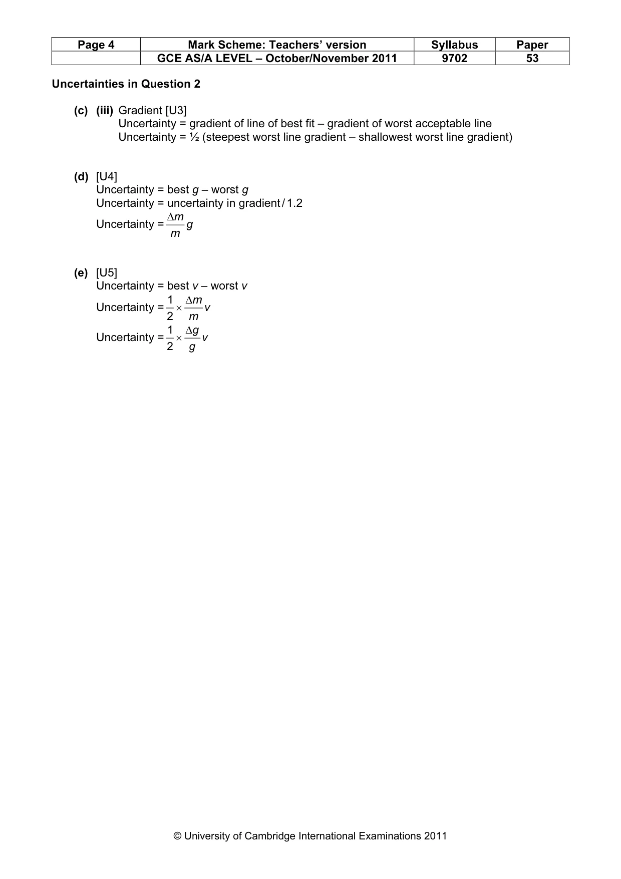 Mark scheme, page 4 of 4
