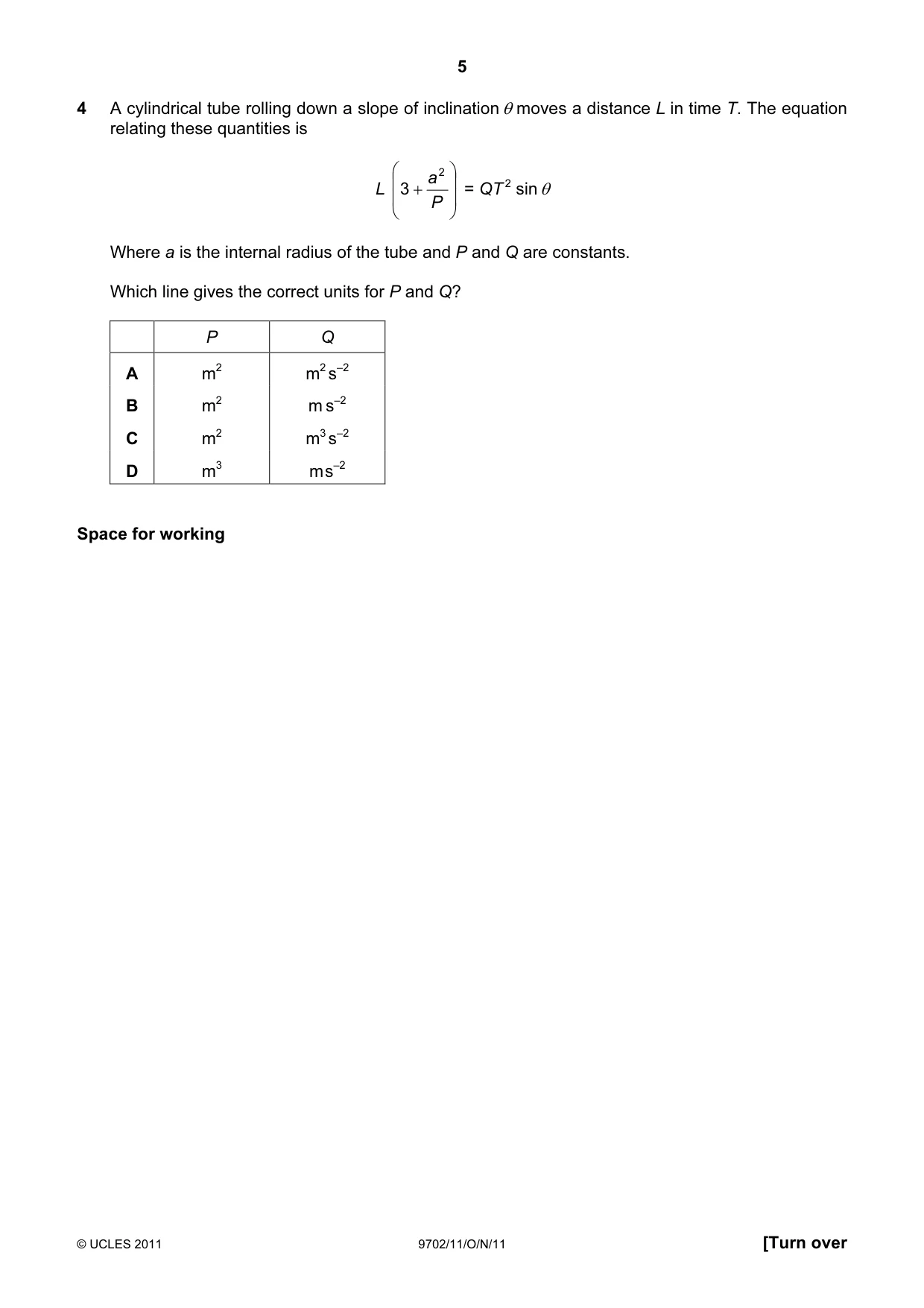 Cambridge A Level Physics 9702 2011 Oct/Nov Paper 1 · Variant 1 question paper, page 5 of 28