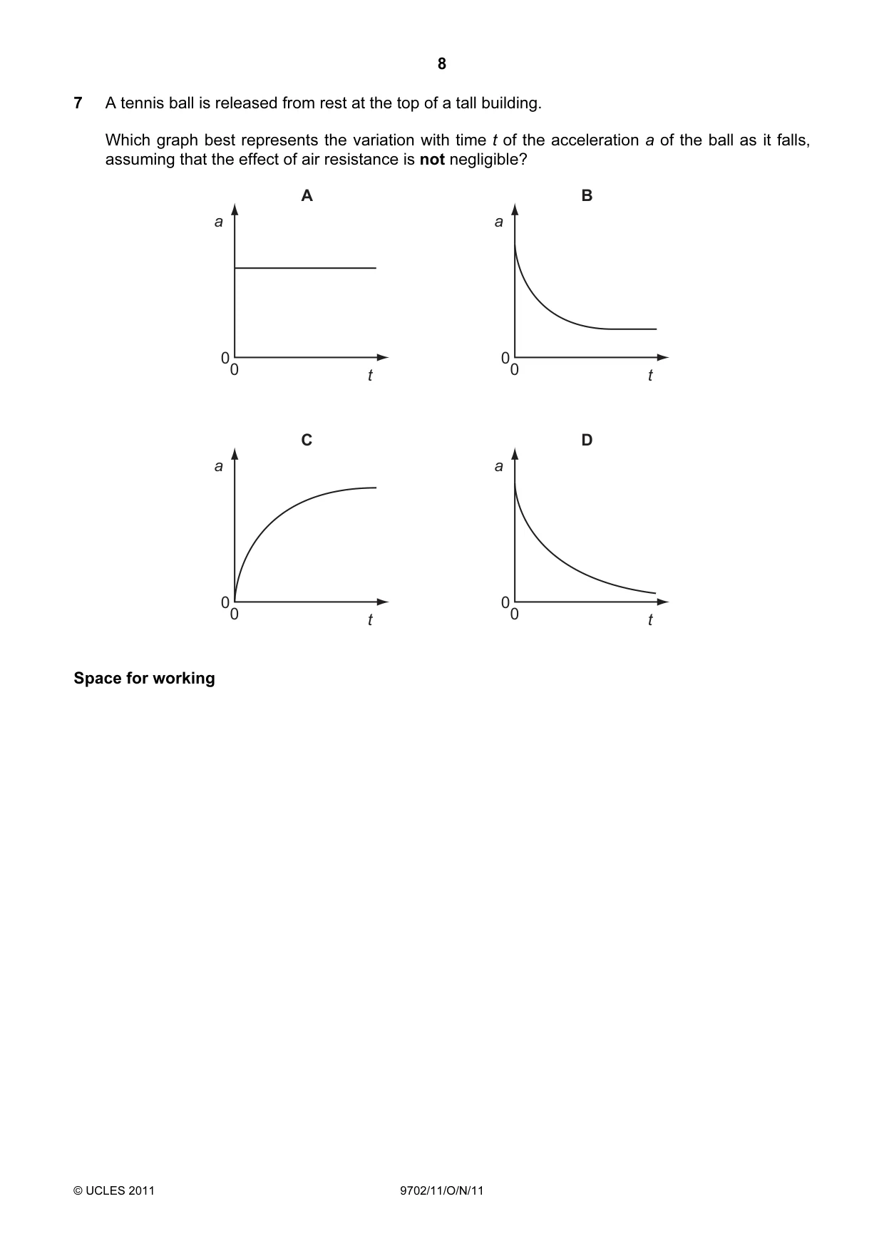 Cambridge A Level Physics 9702 2011 Oct/Nov Paper 1 · Variant 1 question paper, page 8 of 28