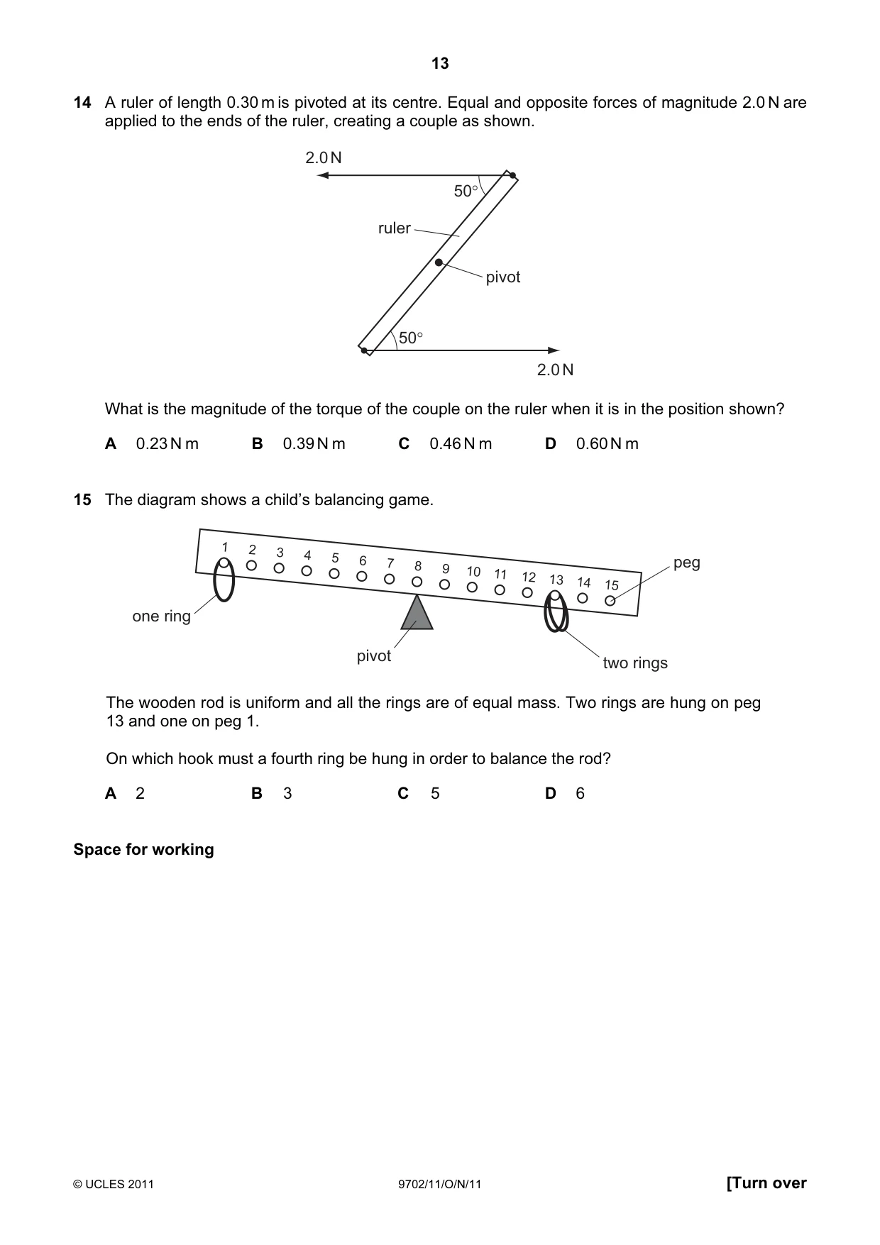 Cambridge A Level Physics 9702 2011 Oct/Nov Paper 1 · Variant 1 question paper, page 13 of 28