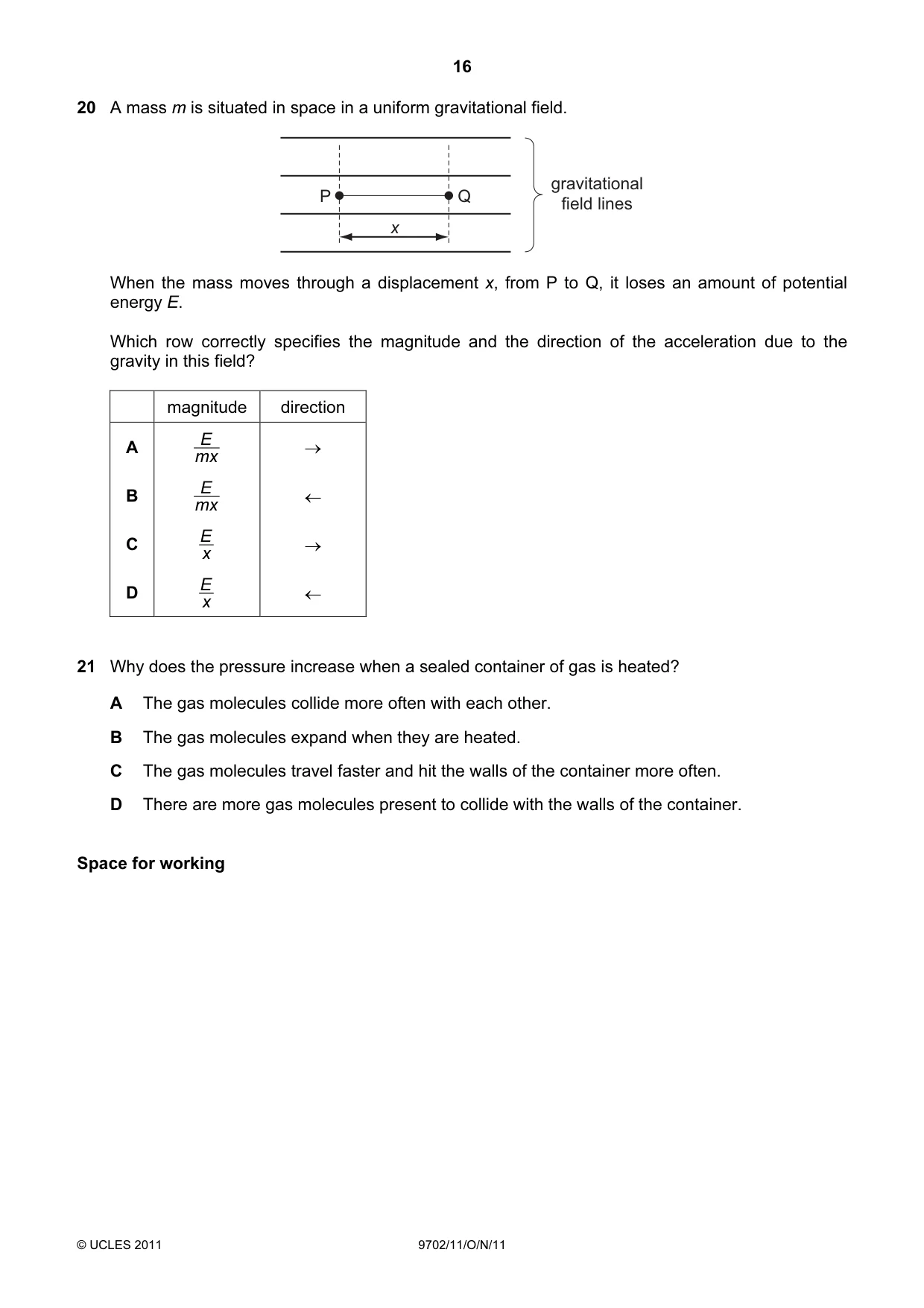 Cambridge A Level Physics 9702 2011 Oct/Nov Paper 1 · Variant 1 question paper, page 16 of 28