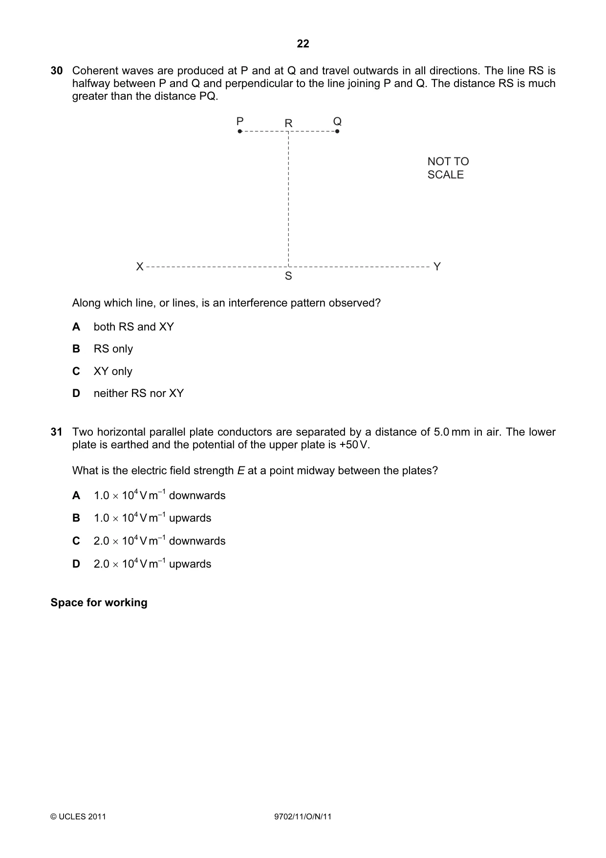 Cambridge A Level Physics 9702 2011 Oct/Nov Paper 1 · Variant 1 question paper, page 22 of 28