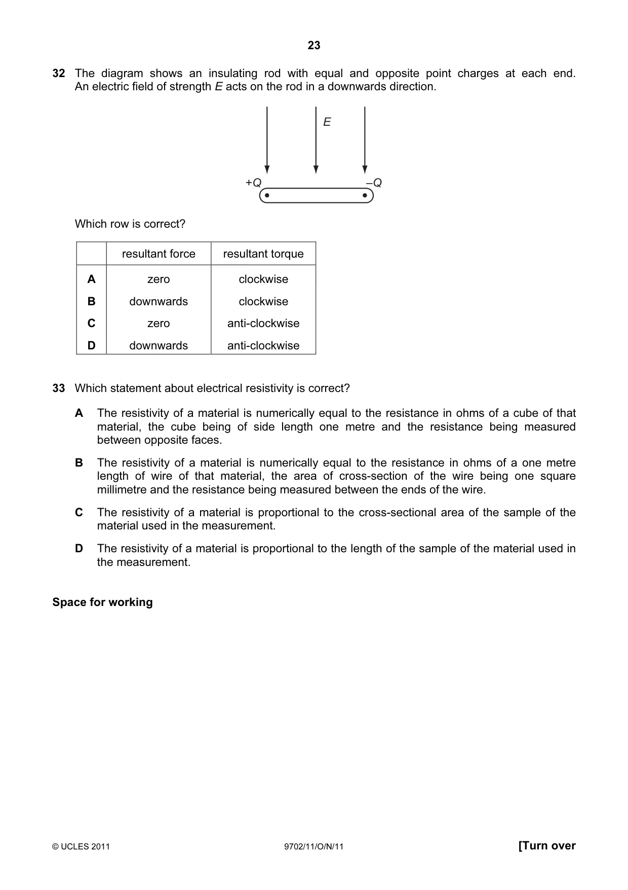Cambridge A Level Physics 9702 2011 Oct/Nov Paper 1 · Variant 1 question paper, page 23 of 28