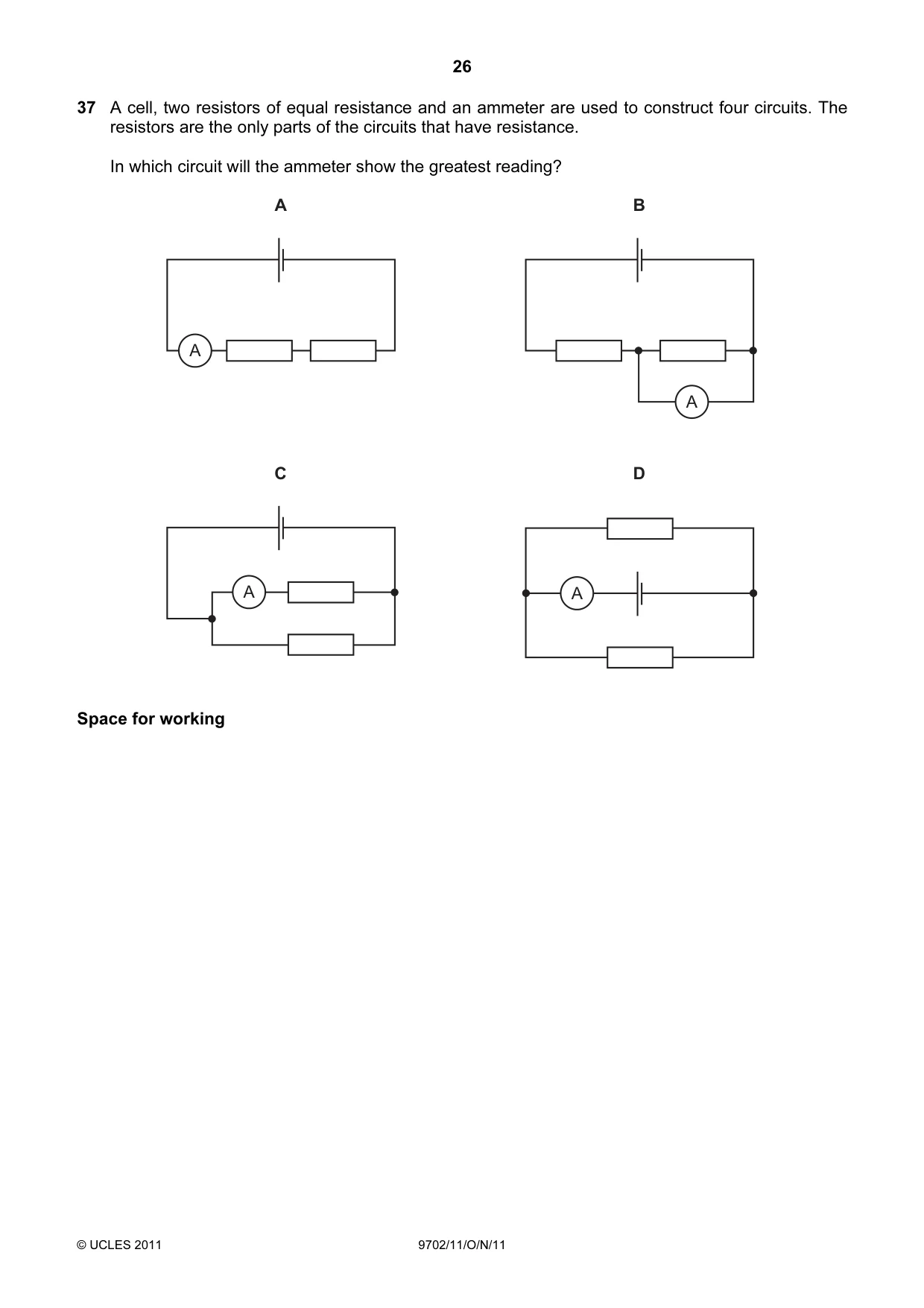 Cambridge A Level Physics 9702 2011 Oct/Nov Paper 1 · Variant 1 question paper, page 26 of 28