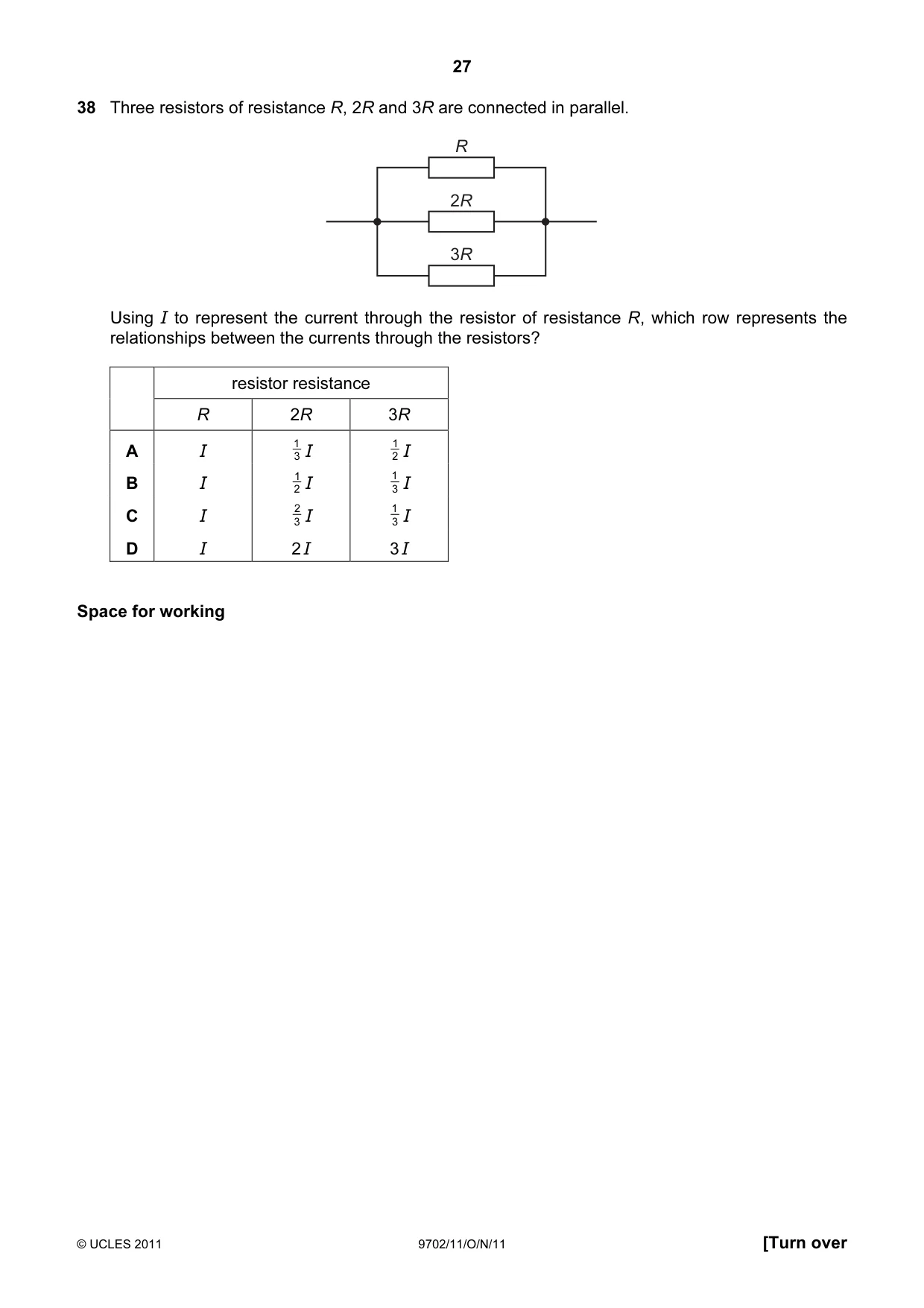 Cambridge A Level Physics 9702 2011 Oct/Nov Paper 1 · Variant 1 question paper, page 27 of 28