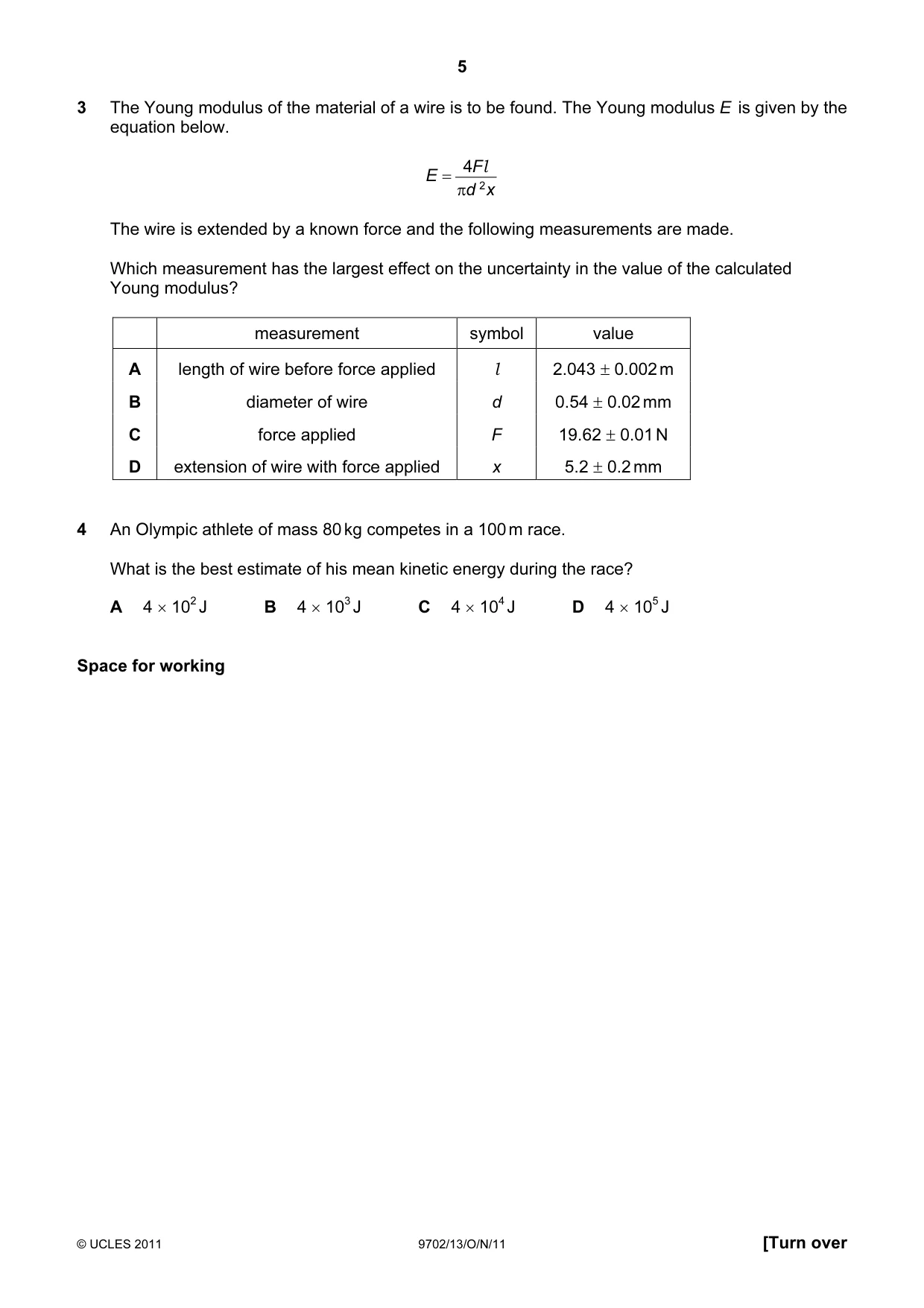 Cambridge A Level Physics 9702 2011 Oct/Nov Paper 1 · Variant 3 question paper, page 5 of 28