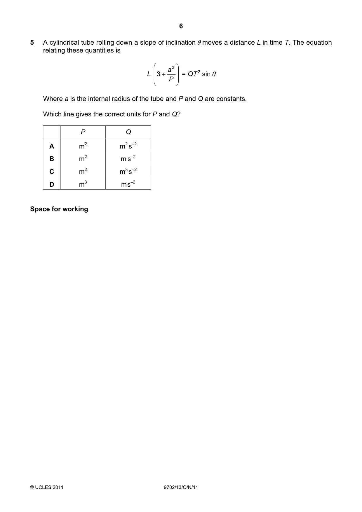 Cambridge A Level Physics 9702 2011 Oct/Nov Paper 1 · Variant 3 question paper, page 6 of 28