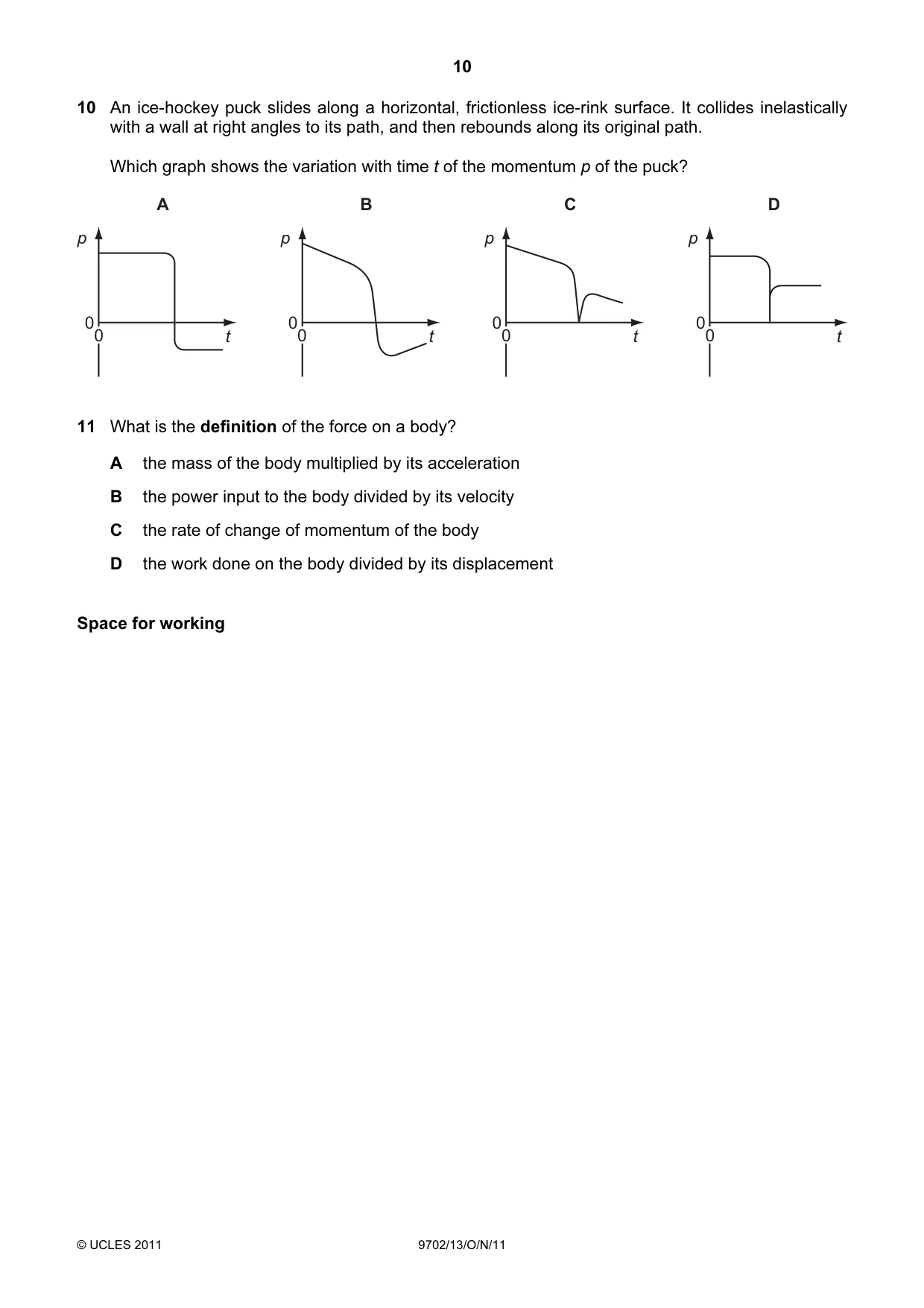 Cambridge A Level Physics 9702 2011 Oct/Nov Paper 1 · Variant 3 question paper, page 10 of 28