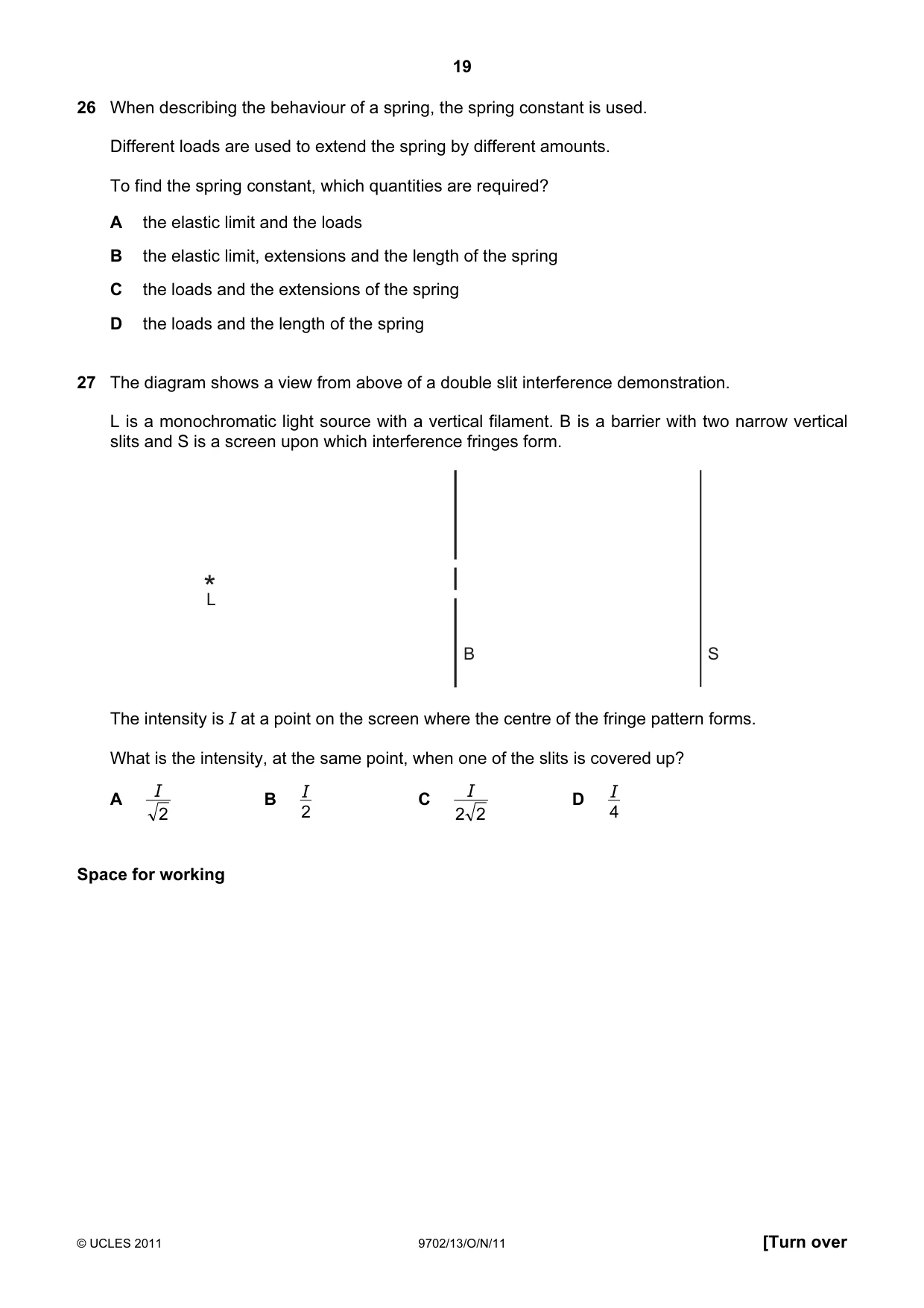 Cambridge A Level Physics 9702 2011 Oct/Nov Paper 1 · Variant 3 question paper, page 19 of 28