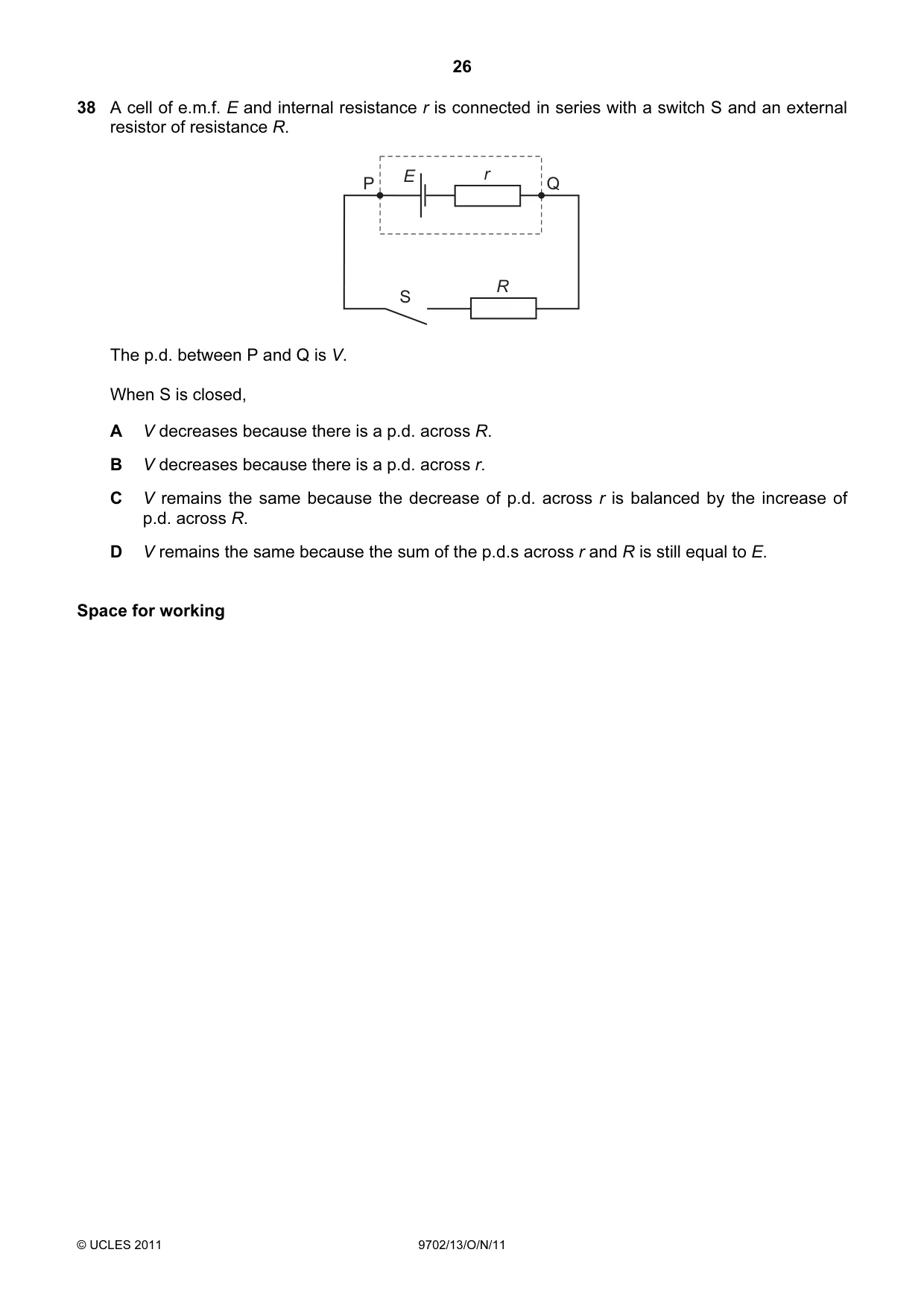 Cambridge A Level Physics 9702 2011 Oct/Nov Paper 1 · Variant 3 question paper, page 26 of 28