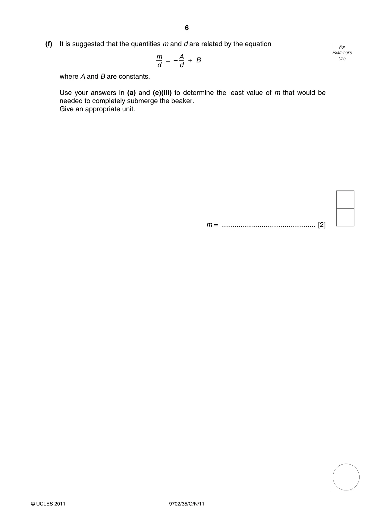 Cambridge A Level Physics 9702 2011 Oct/Nov Paper 3 · Variant 5 question paper, page 6 of 12