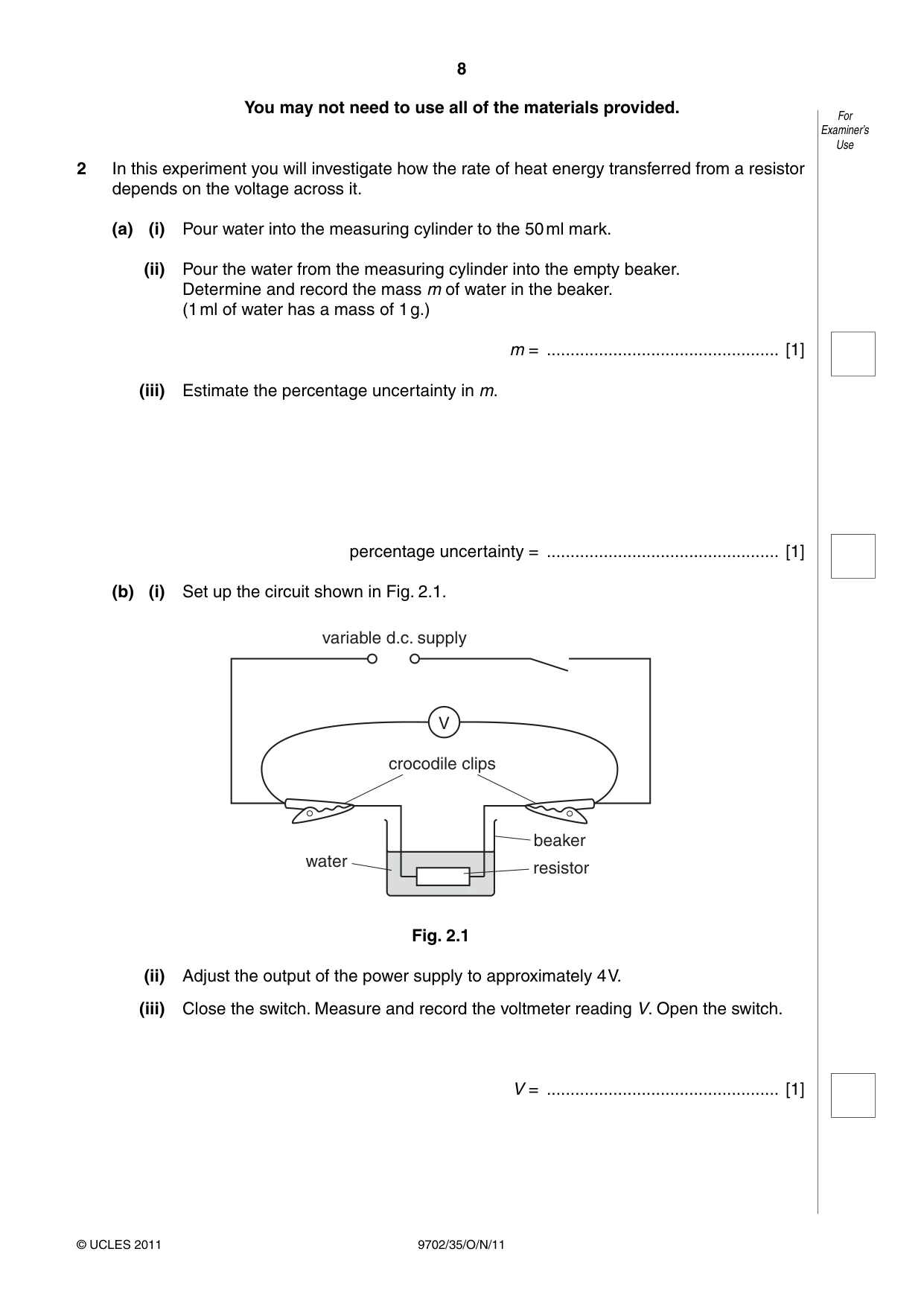 Cambridge A Level Physics 9702 2011 Oct/Nov Paper 3 · Variant 5 question paper, page 8 of 12