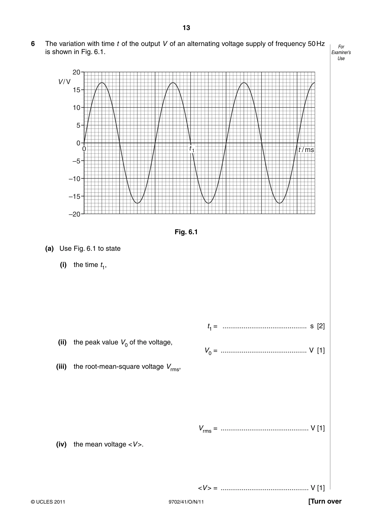 Cambridge A Level Physics 9702 2011 Oct/Nov Paper 4 · Variant 1 question paper, page 13 of 24