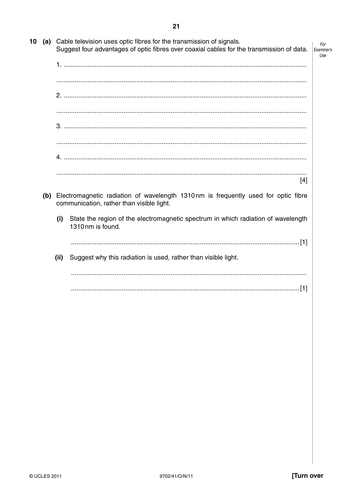 Cambridge A Level Physics 9702 2011 Oct/Nov Paper 4 · Variant 1 question paper, page 21 of 24
