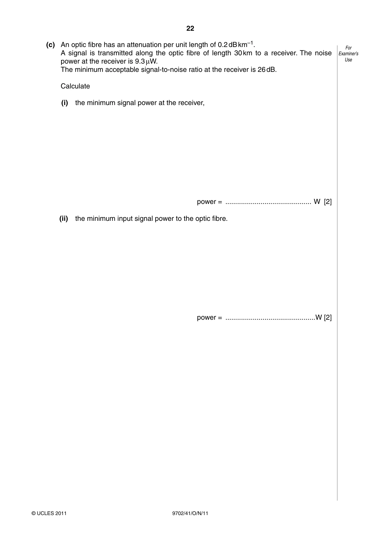 Cambridge A Level Physics 9702 2011 Oct/Nov Paper 4 · Variant 1 question paper, page 22 of 24