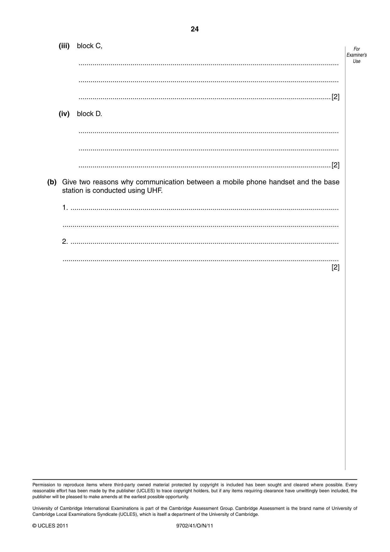 Cambridge A Level Physics 9702 2011 Oct/Nov Paper 4 · Variant 1 question paper, page 24 of 24