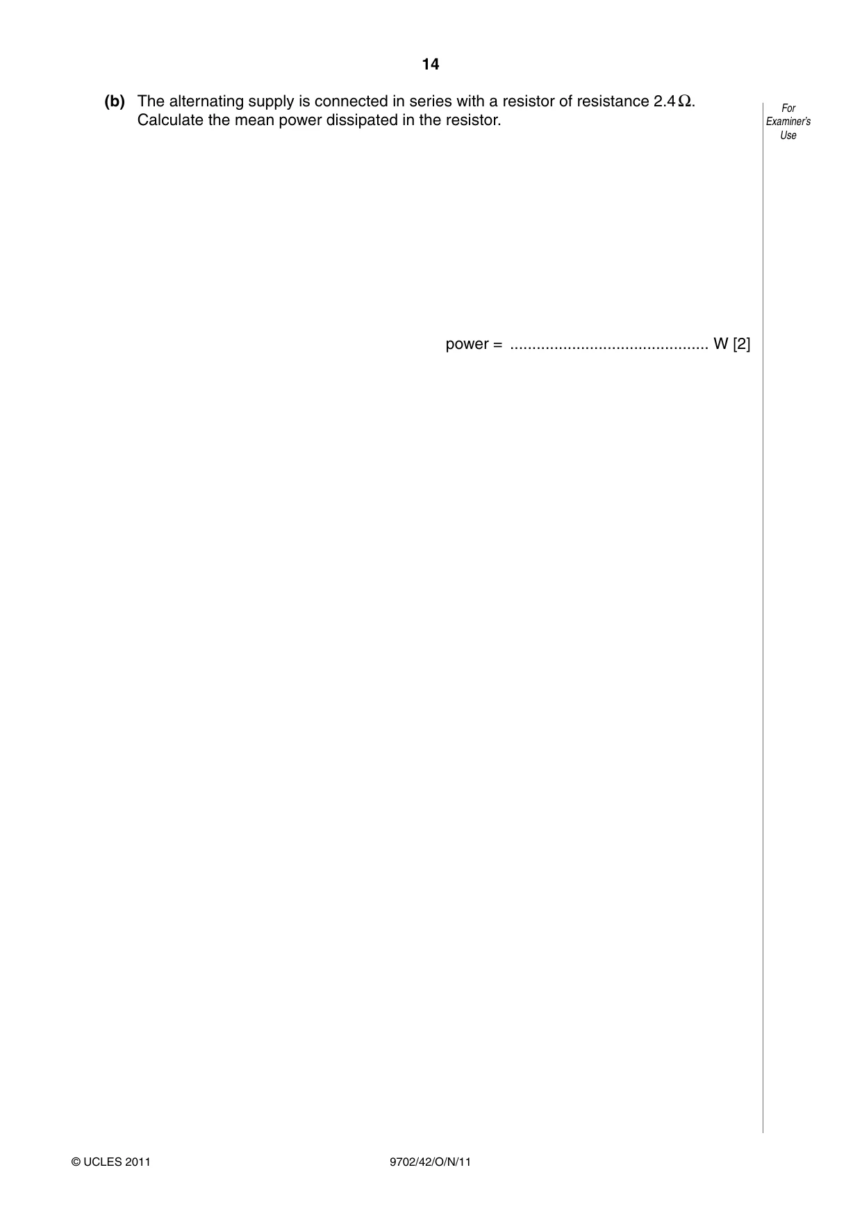 Cambridge A Level Physics 9702 2011 Oct/Nov Paper 4 · Variant 2 question paper, page 14 of 24
