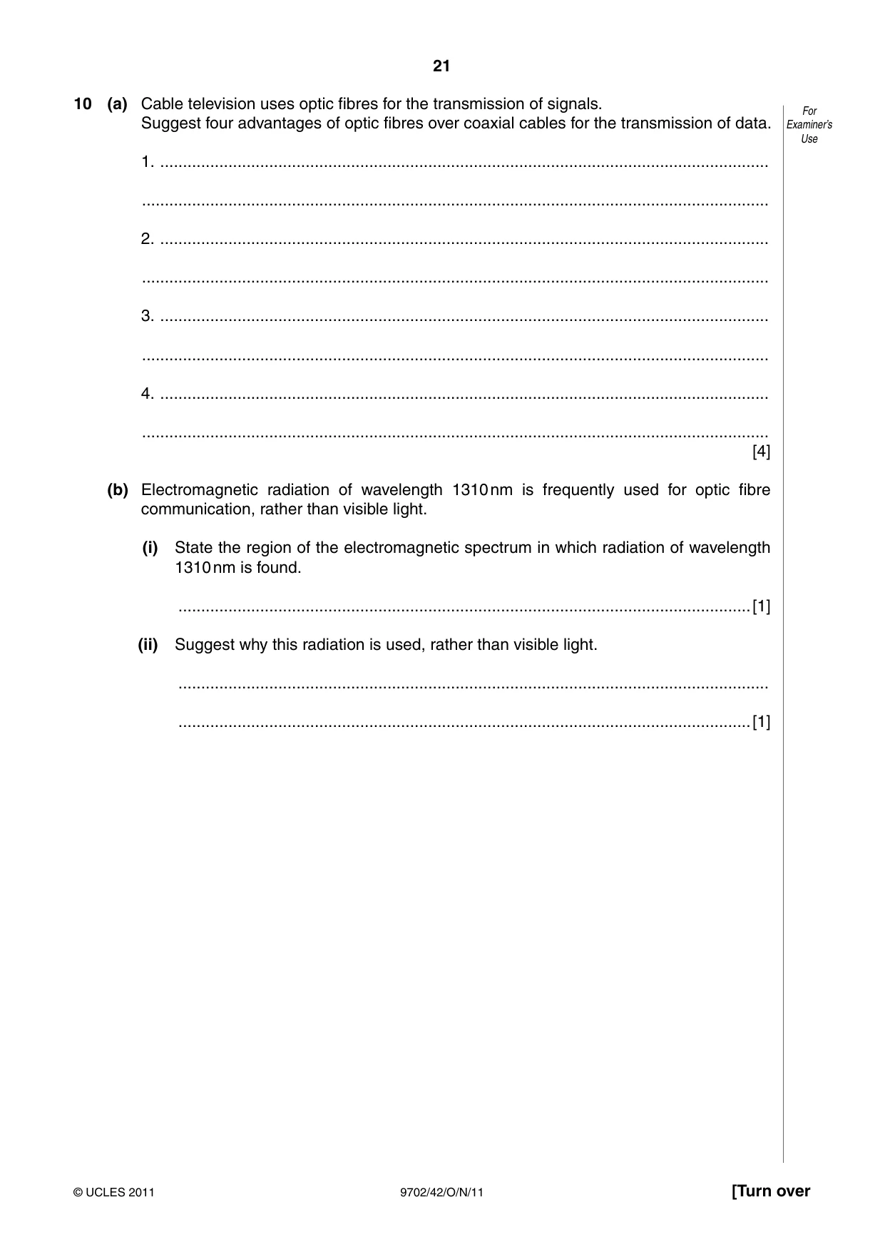 Cambridge A Level Physics 9702 2011 Oct/Nov Paper 4 · Variant 2 question paper, page 21 of 24