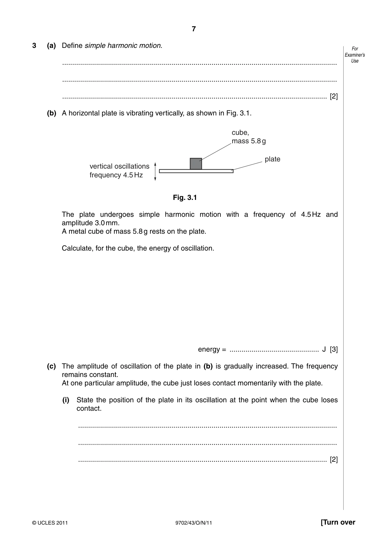 Cambridge A Level Physics 9702 2011 Oct/Nov Paper 4 · Variant 3 question paper, page 7 of 24