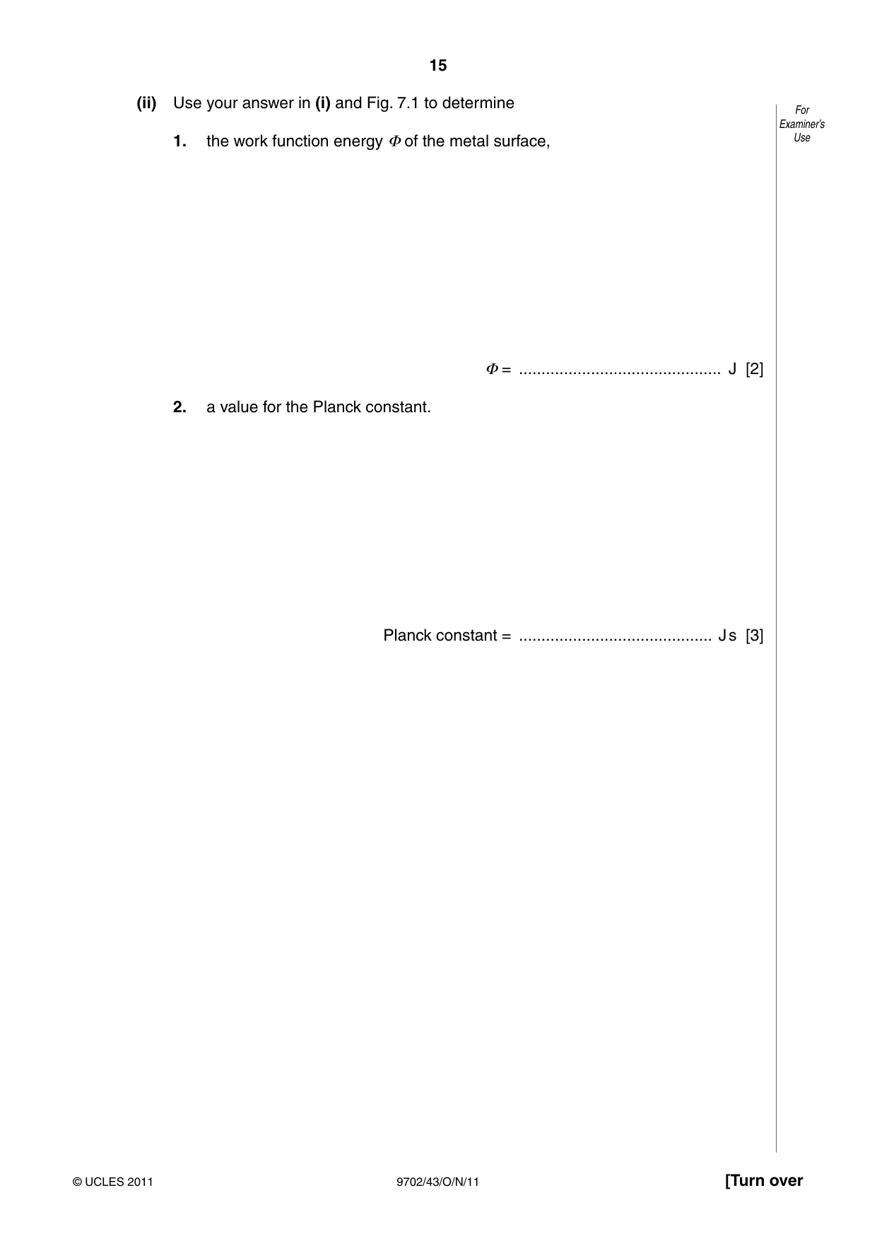 Cambridge A Level Physics 9702 2011 Oct/Nov Paper 4 · Variant 3 question paper, page 15 of 24