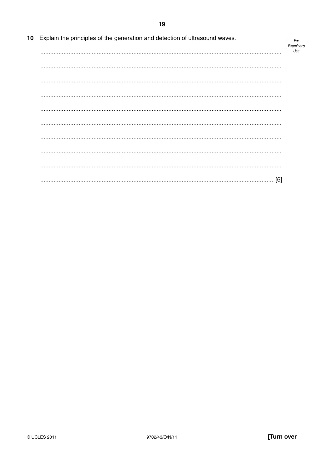 Cambridge A Level Physics 9702 2011 Oct/Nov Paper 4 · Variant 3 question paper, page 19 of 24