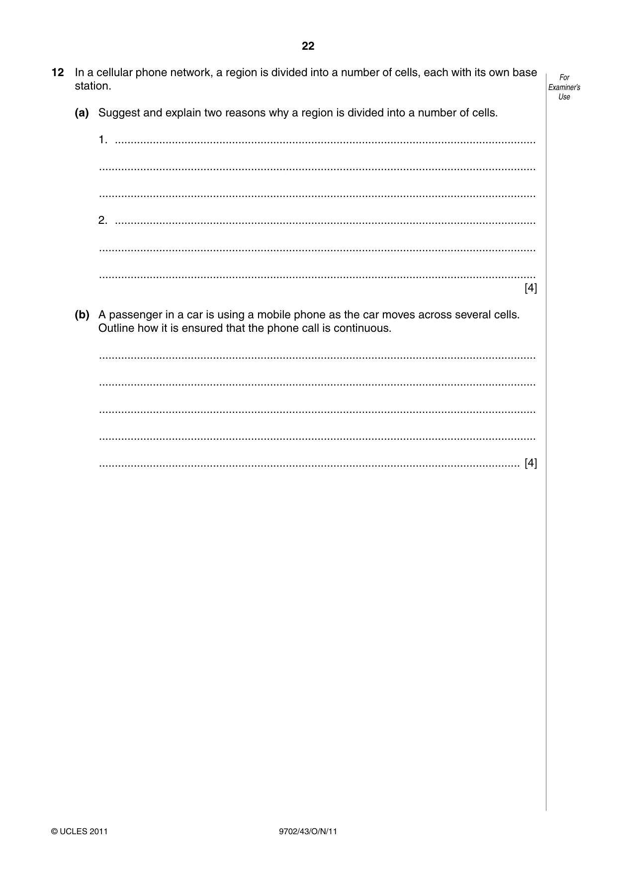 Cambridge A Level Physics 9702 2011 Oct/Nov Paper 4 · Variant 3 question paper, page 22 of 24