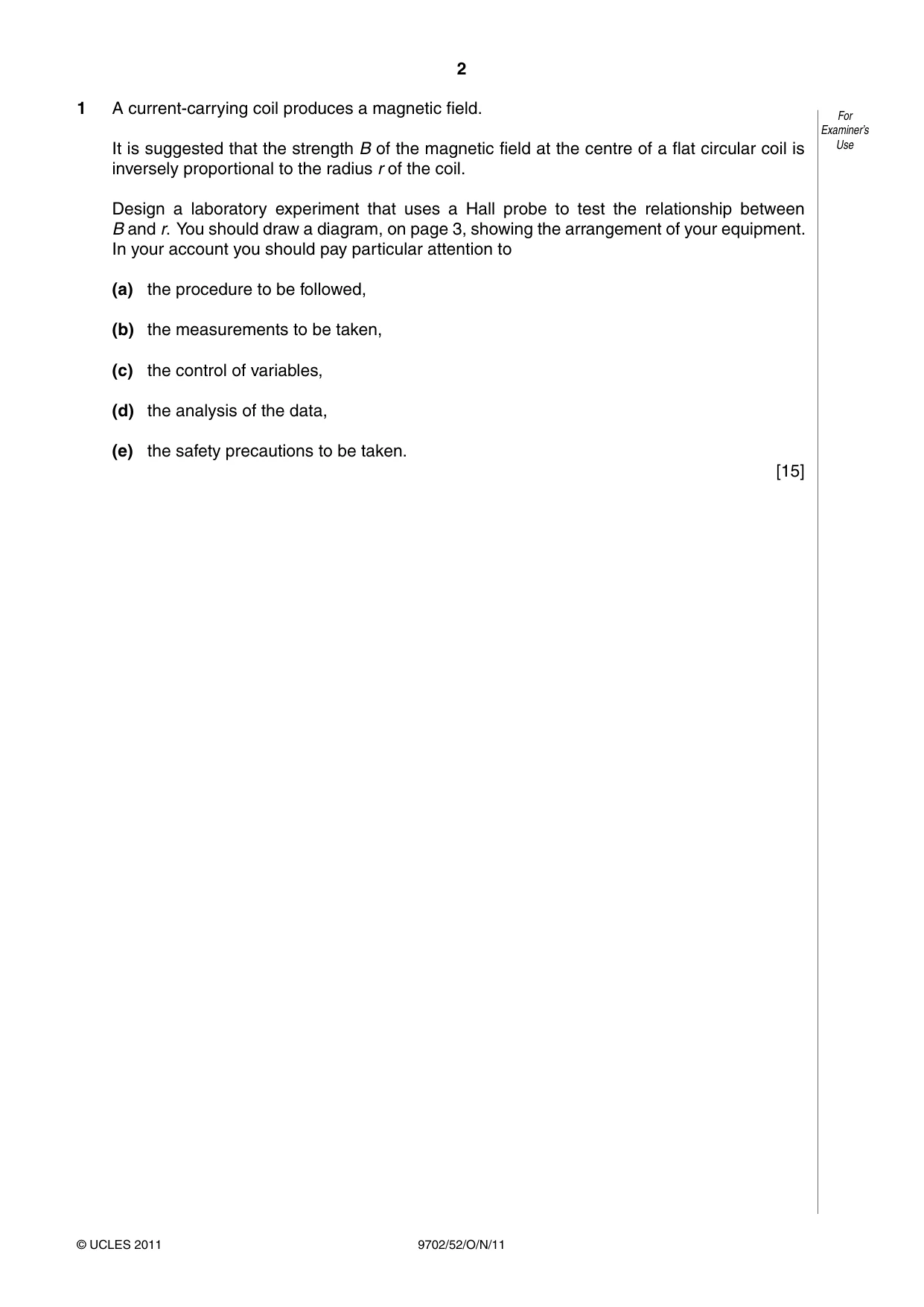 Cambridge A Level Physics 9702 2011 Oct/Nov Paper 5 · Variant 2 question paper, page 2 of 8
