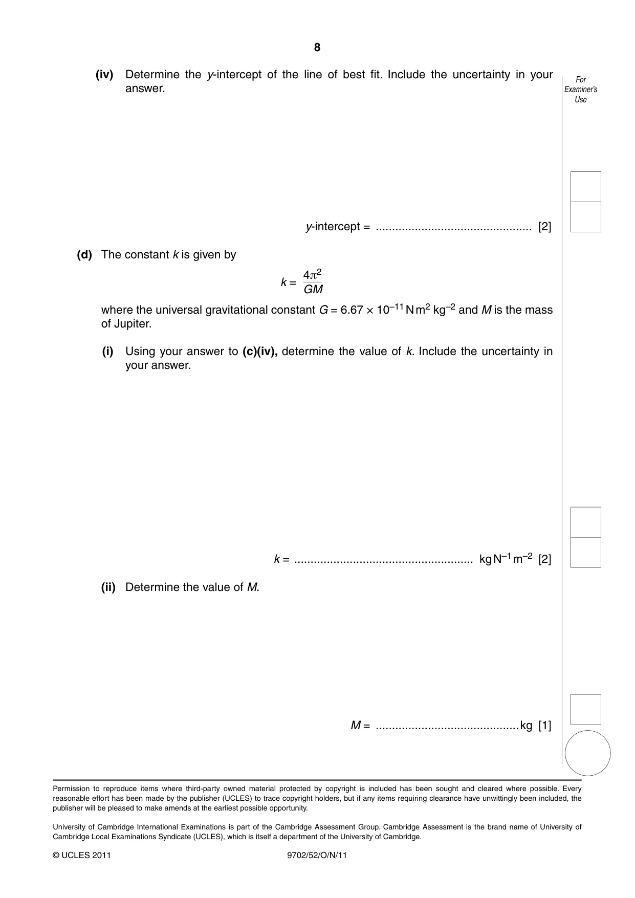 Cambridge A Level Physics 9702 2011 Oct/Nov Paper 5 · Variant 2 question paper, page 8 of 8