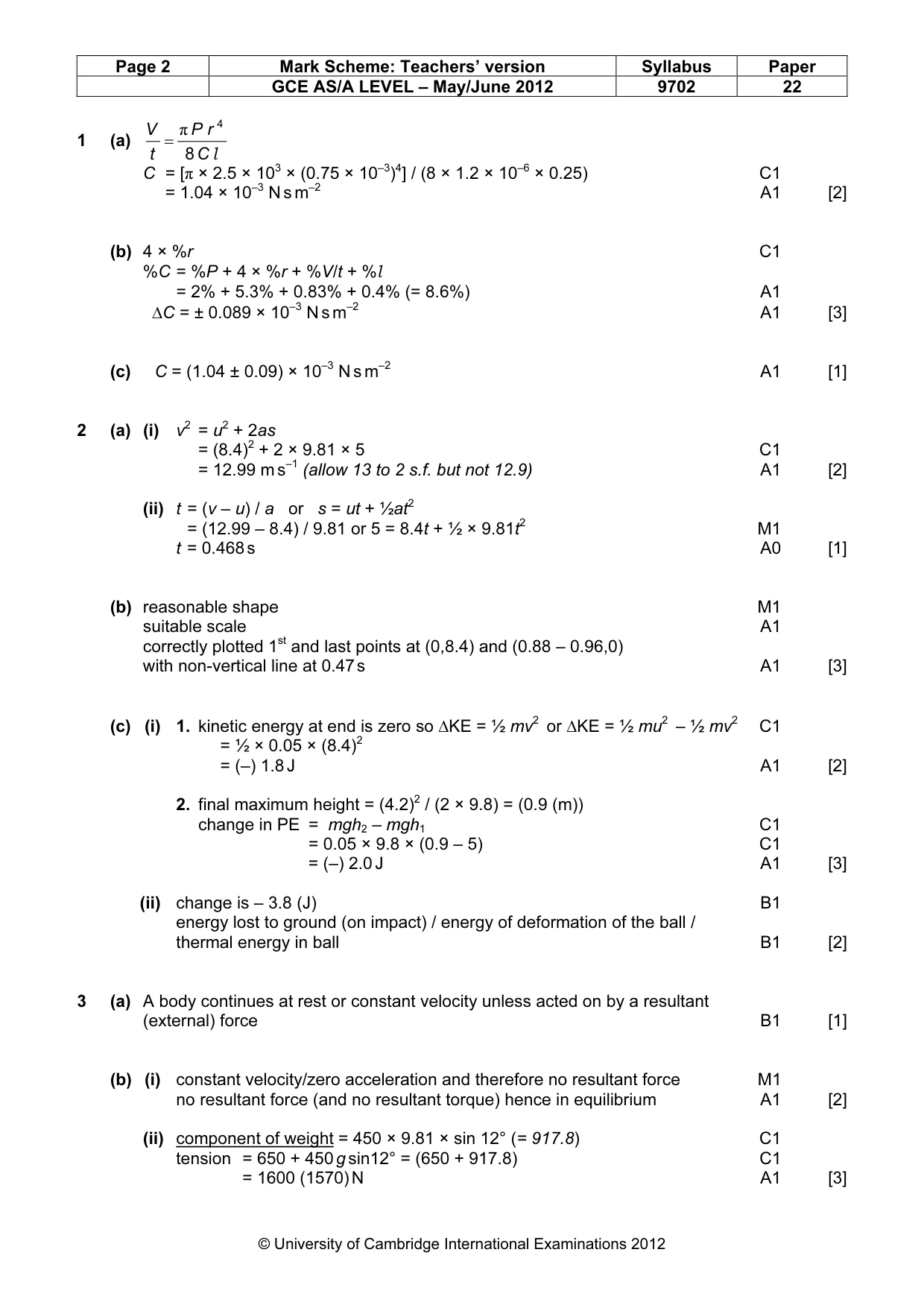 Mark scheme, page 2 of 4