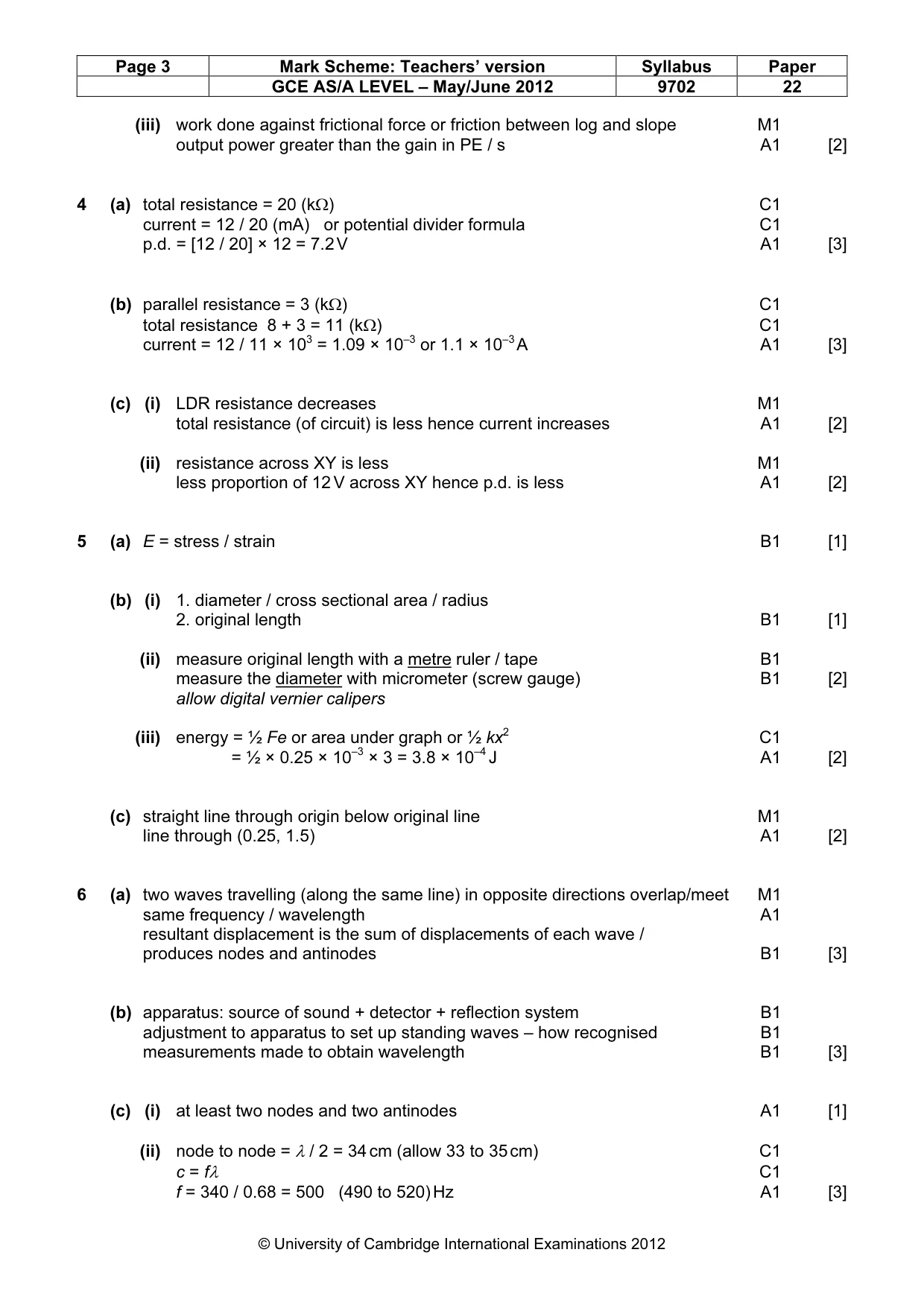 Mark scheme, page 3 of 4