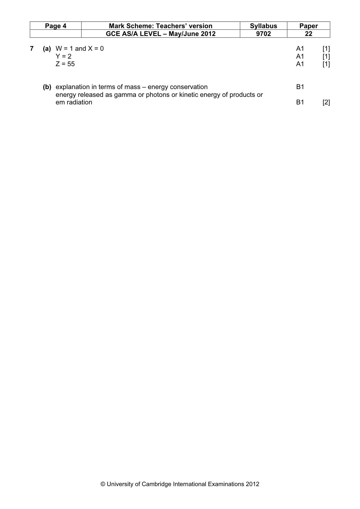 Mark scheme, page 4 of 4