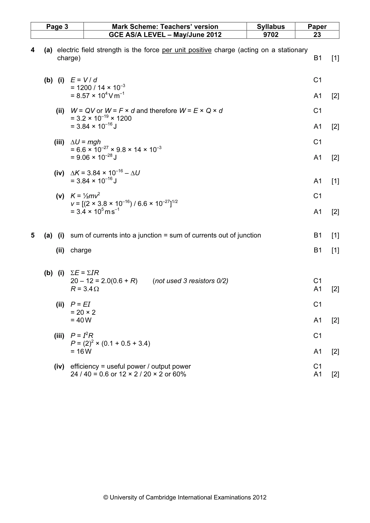 Mark scheme, page 3 of 4