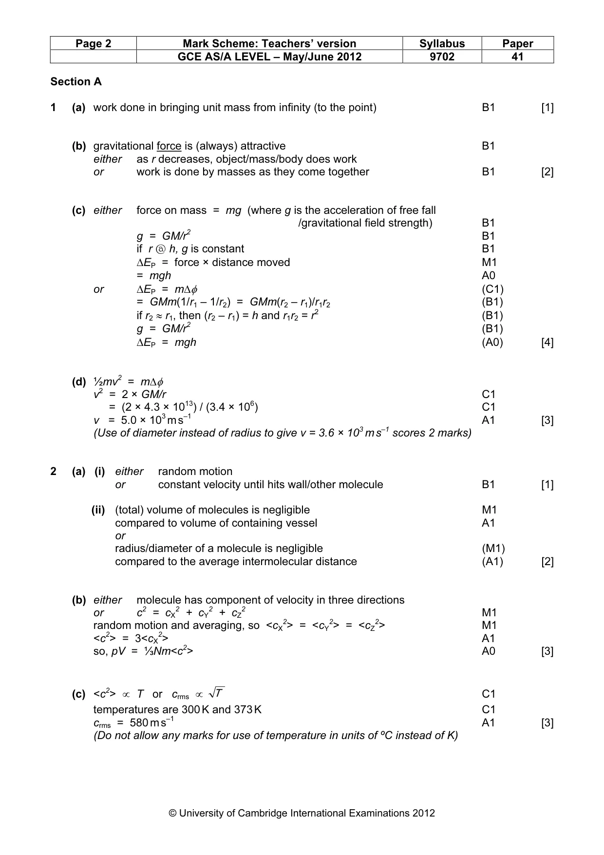 Mark scheme, page 2 of 7