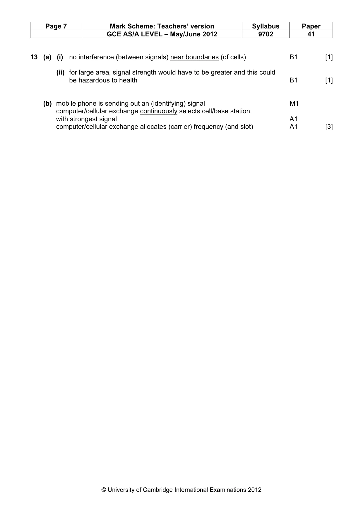 Mark scheme, page 7 of 7
