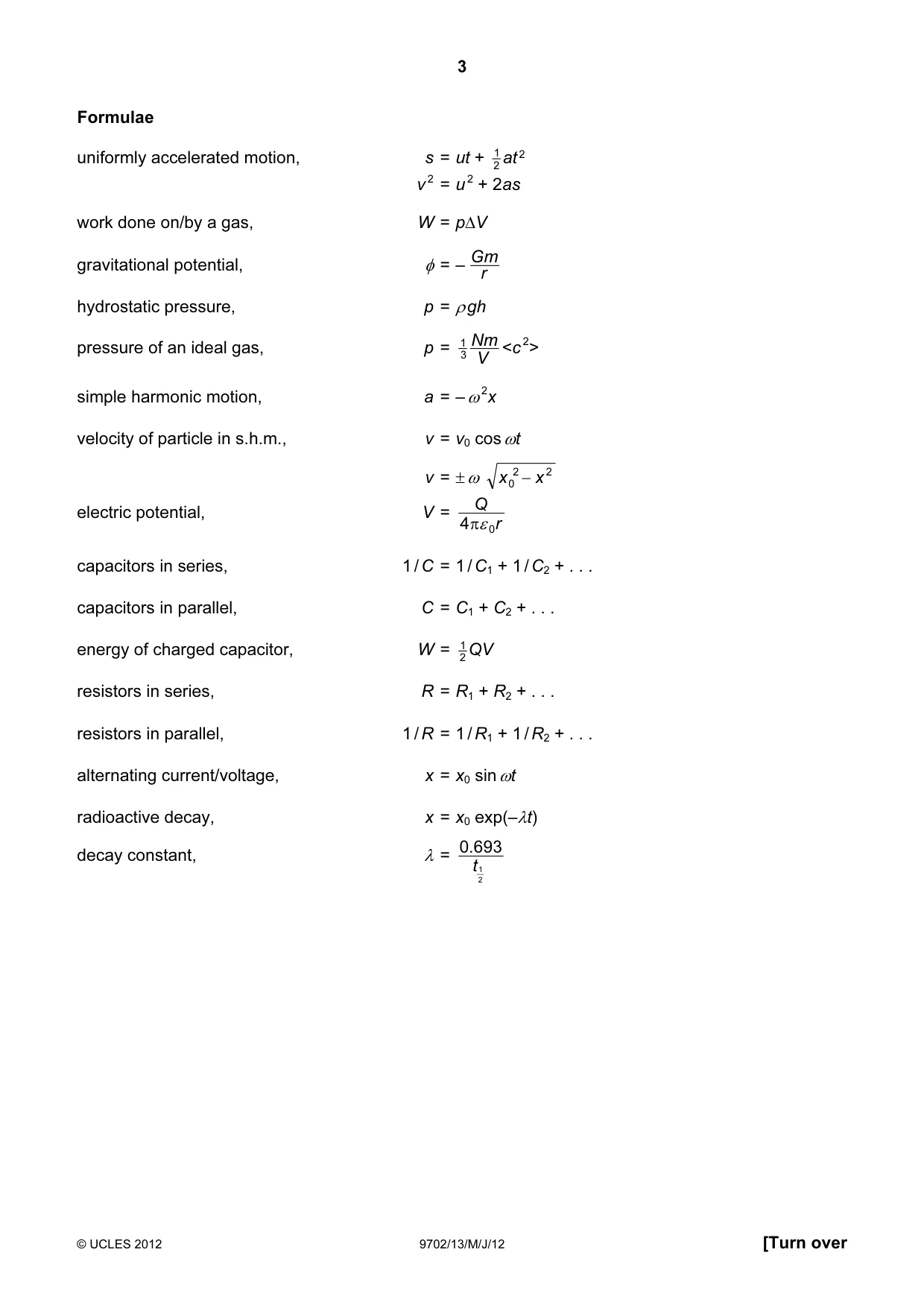 Cambridge A Level Physics 9702 2012 May/June Paper 1 · Variant 3 question paper, page 3 of 24