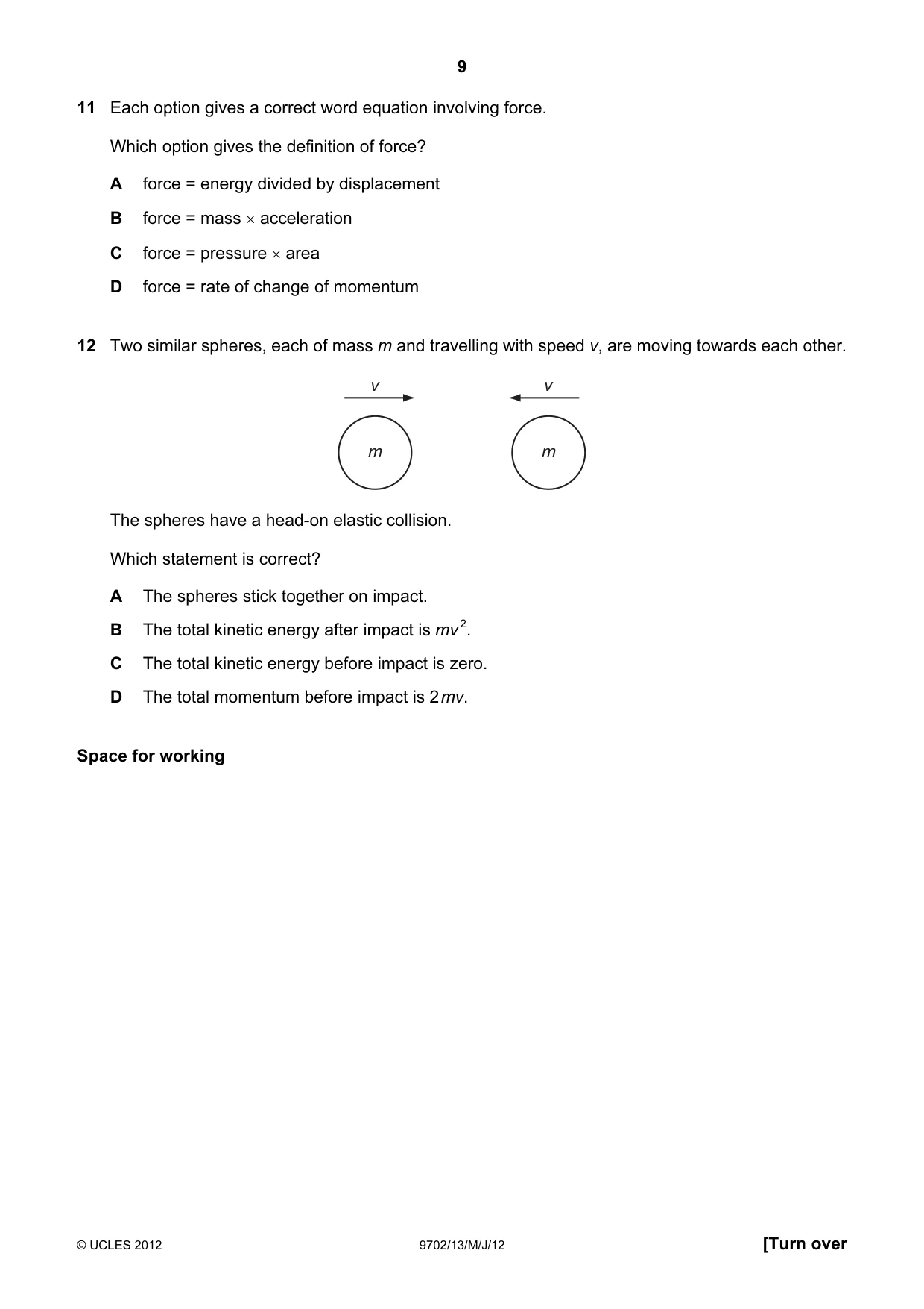 Cambridge A Level Physics 9702 2012 May/June Paper 1 · Variant 3 question paper, page 9 of 24