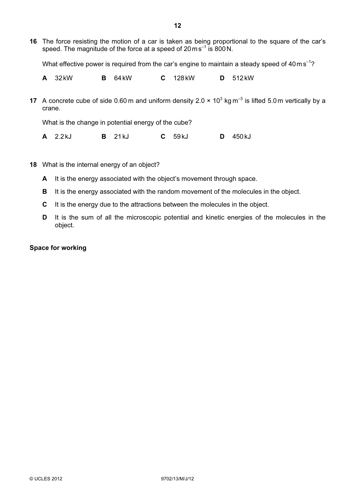 Cambridge A Level Physics 9702 2012 May/June Paper 1 · Variant 3 question paper, page 12 of 24