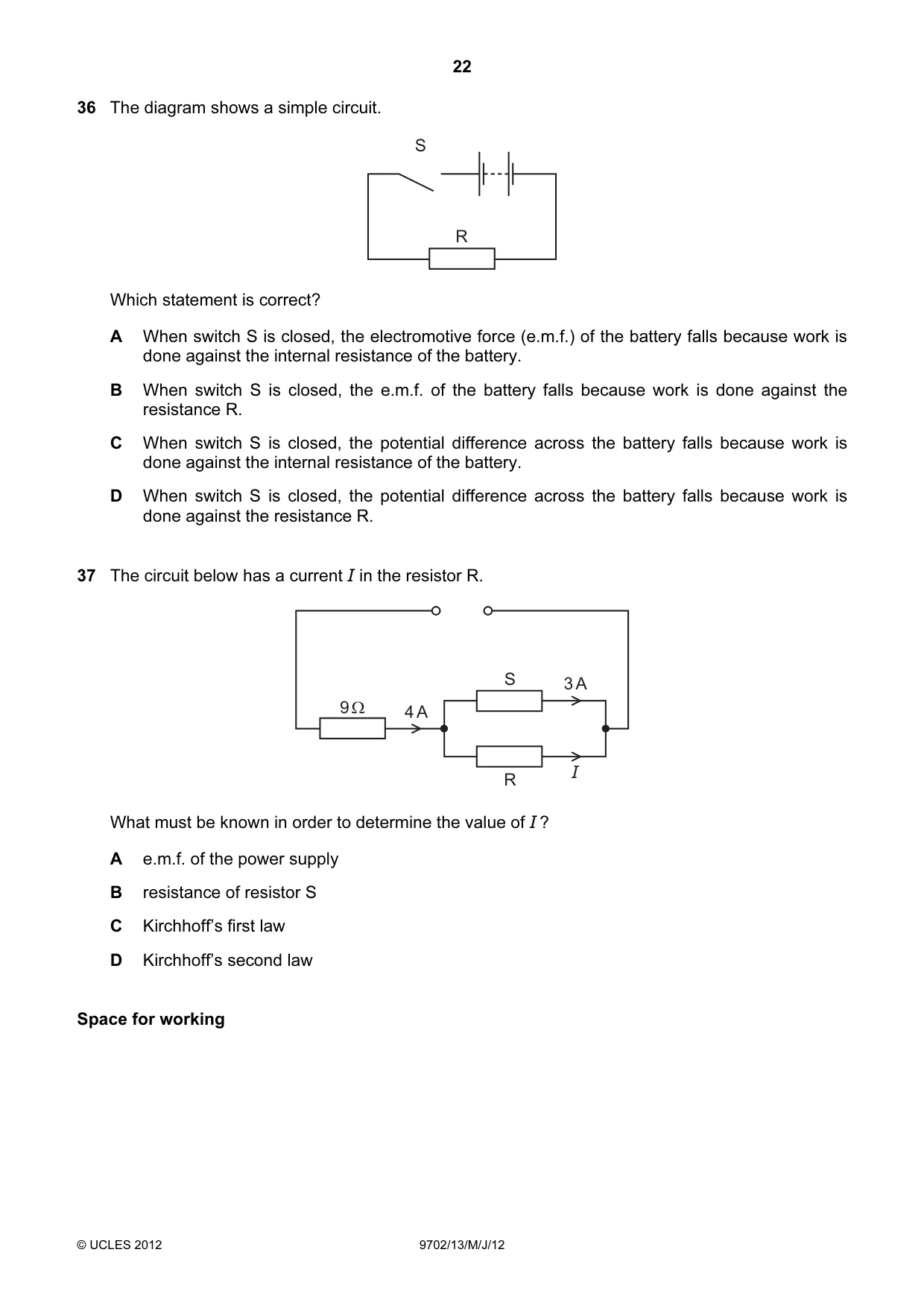 Cambridge A Level Physics 9702 2012 May/June Paper 1 · Variant 3 question paper, page 22 of 24
