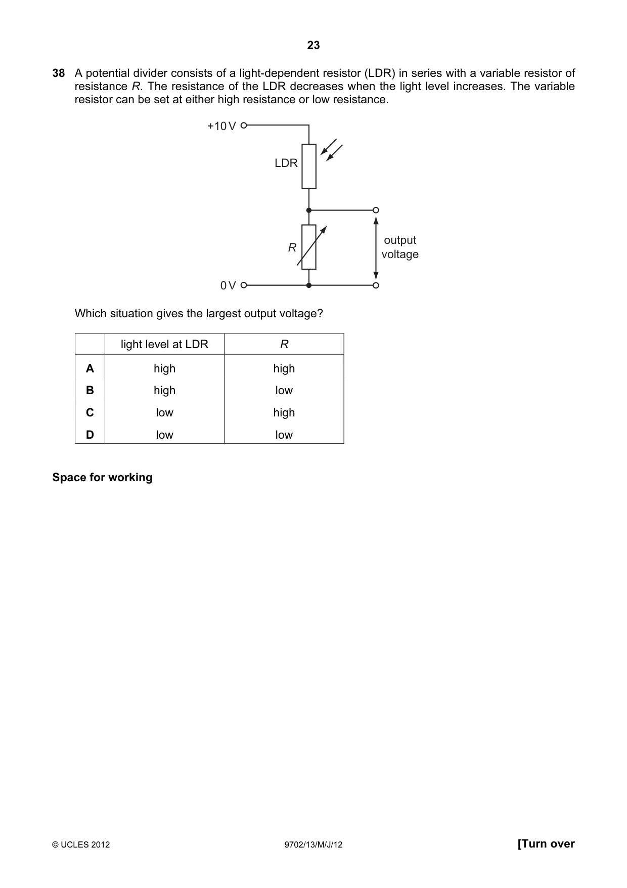 Cambridge A Level Physics 9702 2012 May/June Paper 1 · Variant 3 question paper, page 23 of 24
