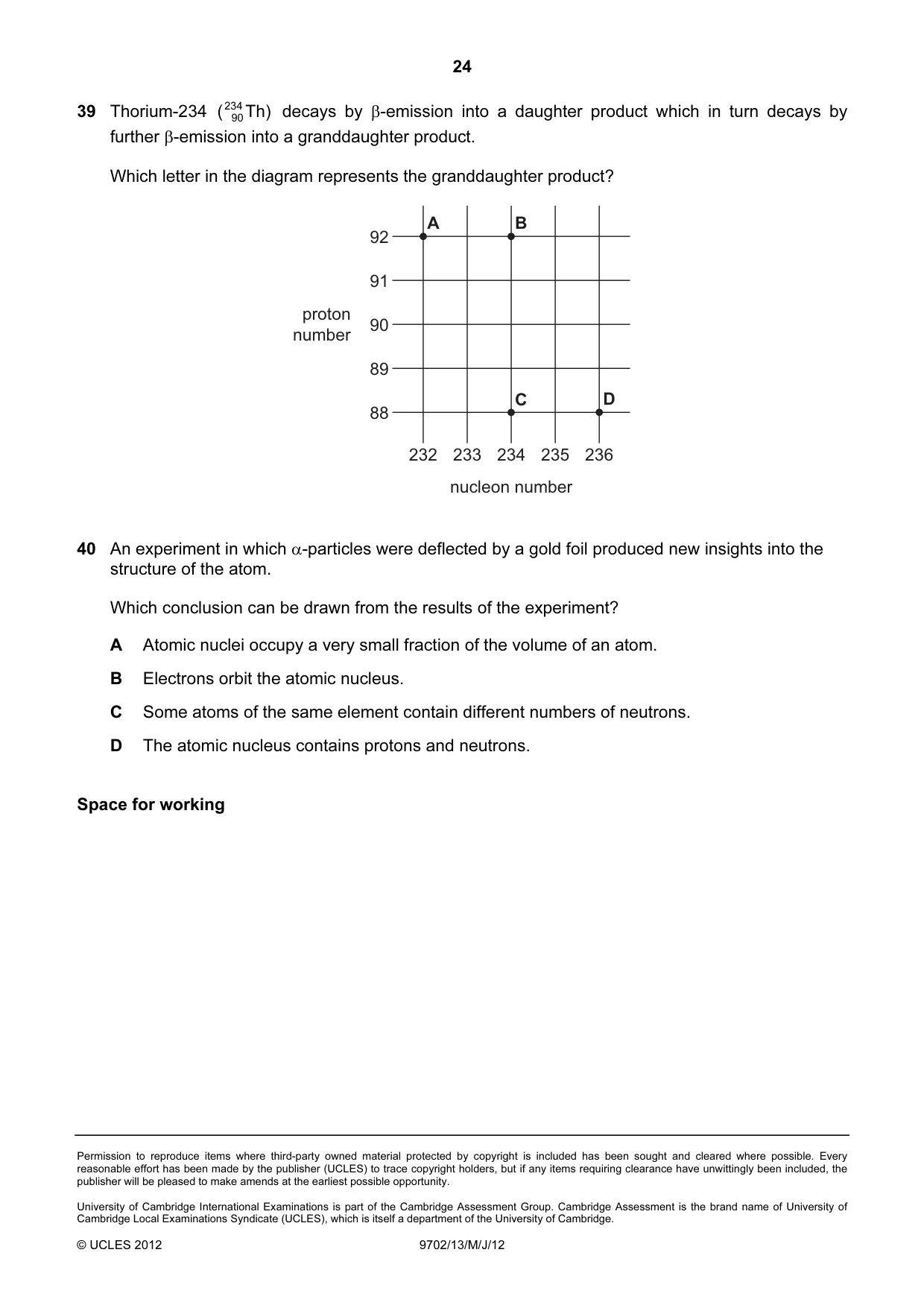 Cambridge A Level Physics 9702 2012 May/June Paper 1 · Variant 3 question paper, page 24 of 24