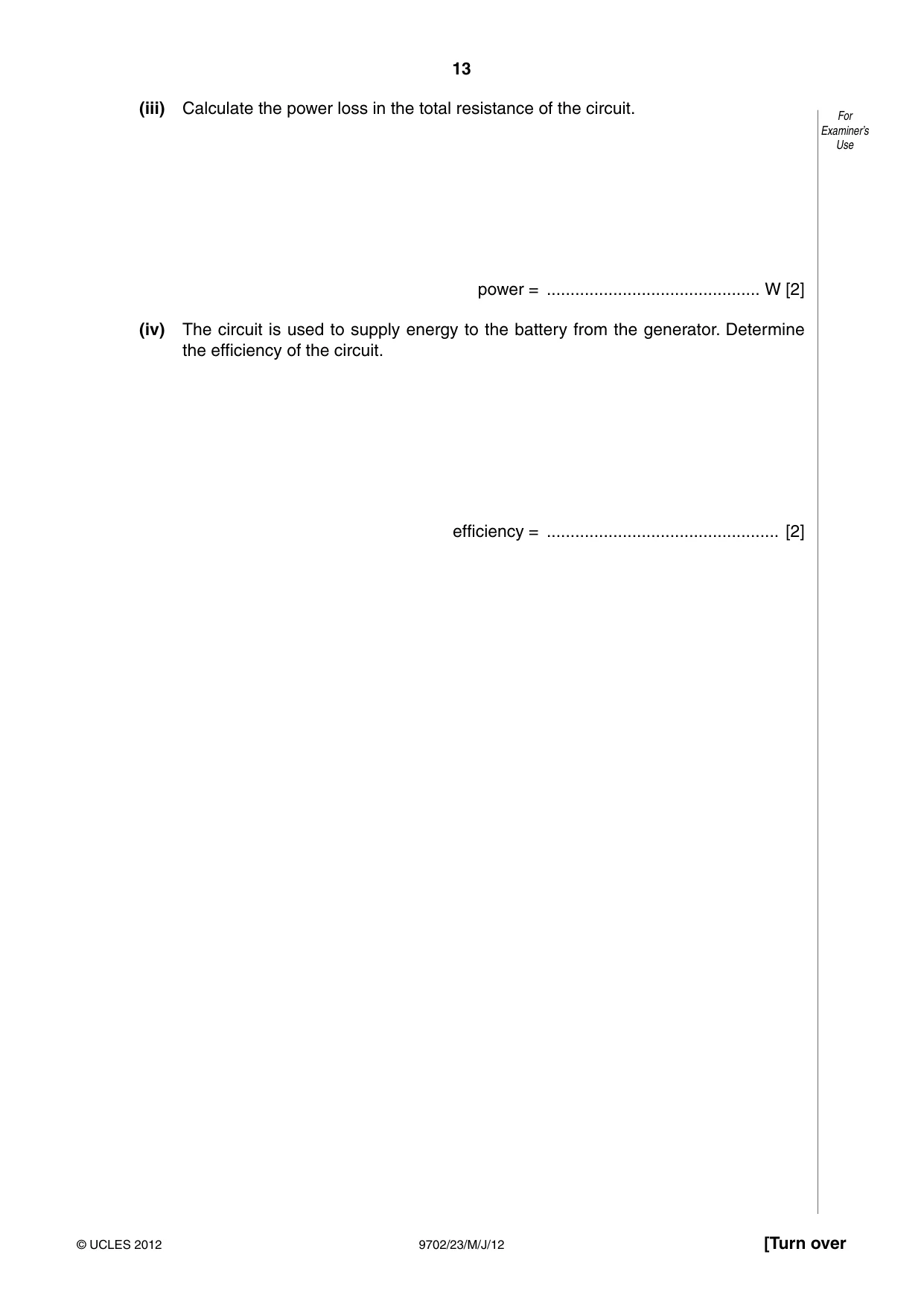Cambridge A Level Physics 9702 2012 May/June Paper 2 · Variant 3 question paper, page 13 of 16